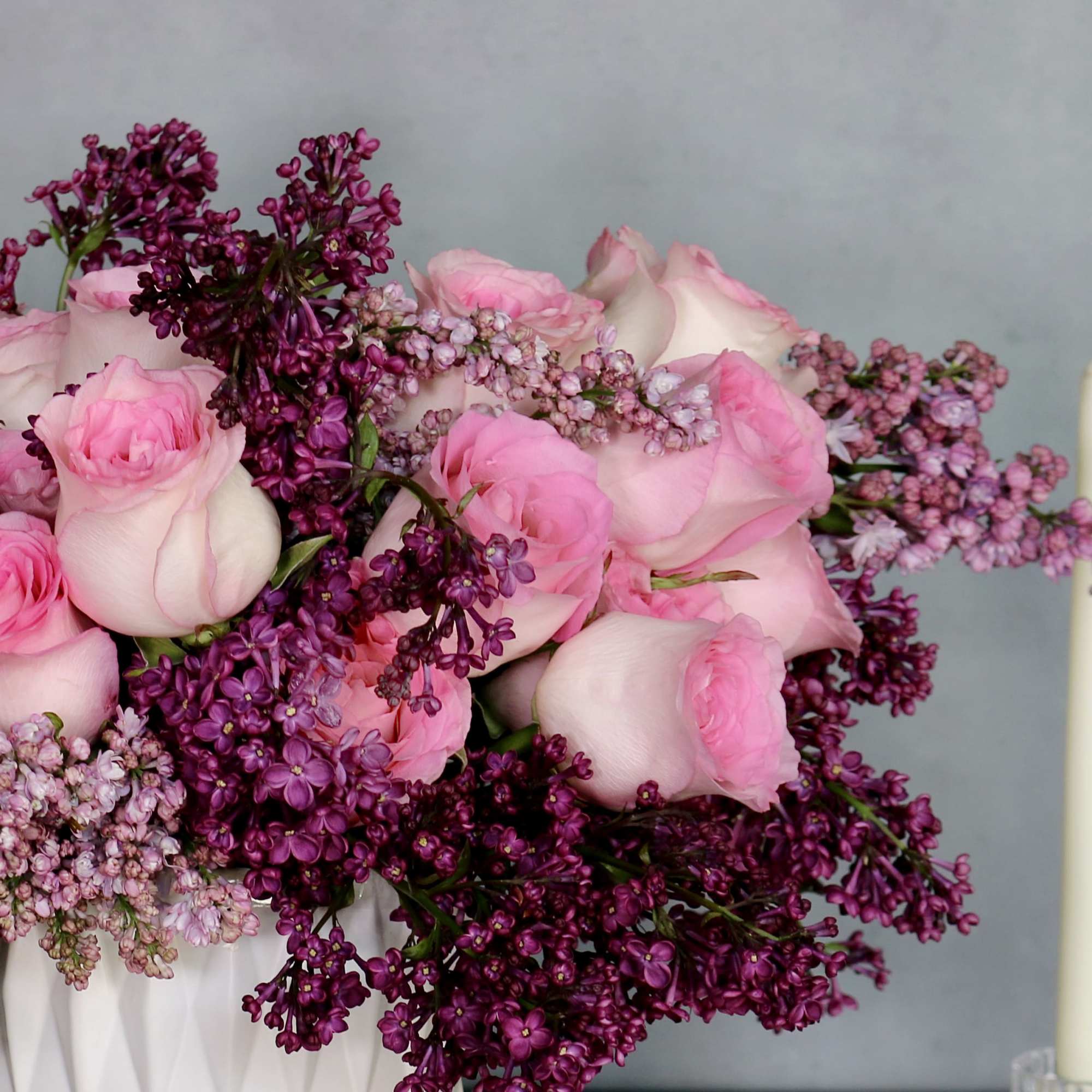 "Lilac &amp; Rose Paradise" consists of purple Lilacs and pink Roses all, photo 4 of 4