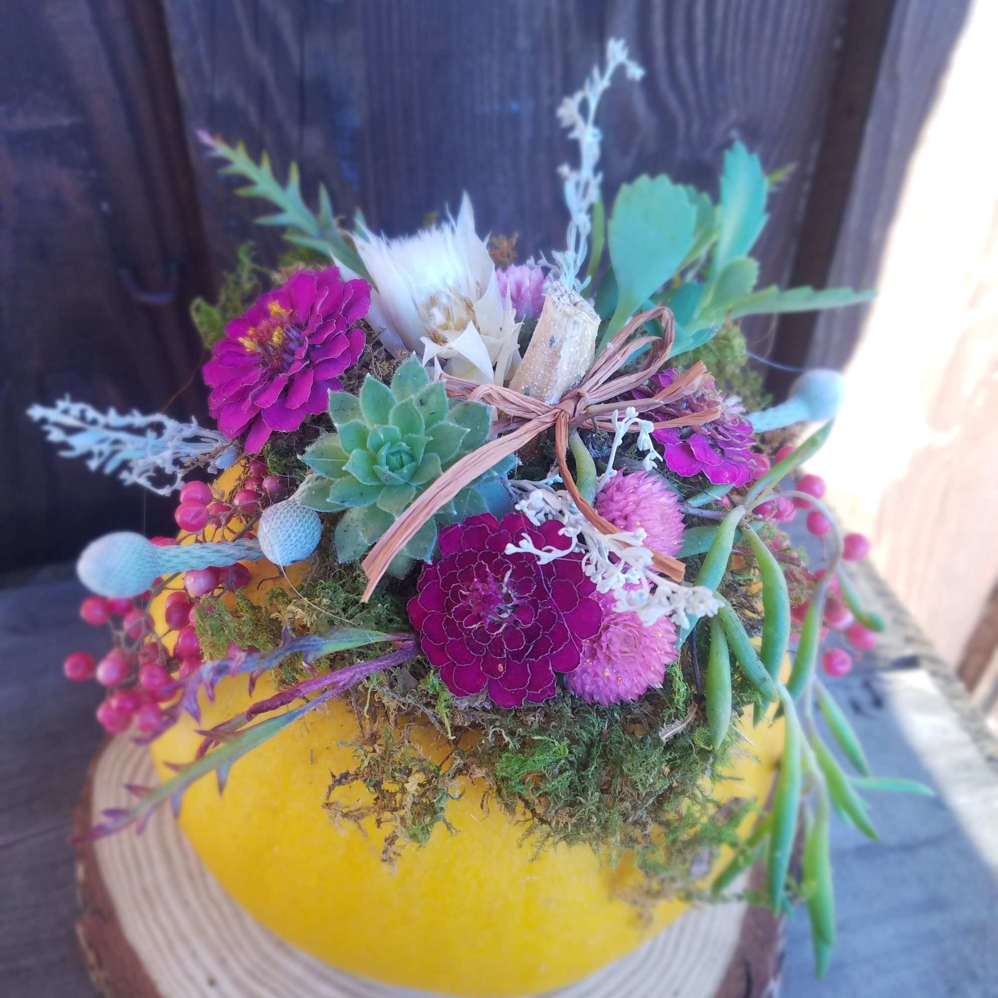 Long lasting unique gifts are created using real pumpkins, decorated with fresh, photo 2 of 3