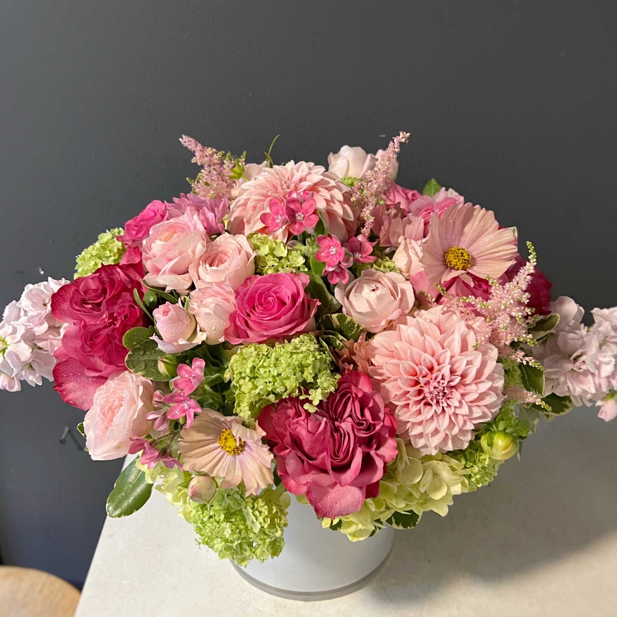 deep pink color flowers with greens