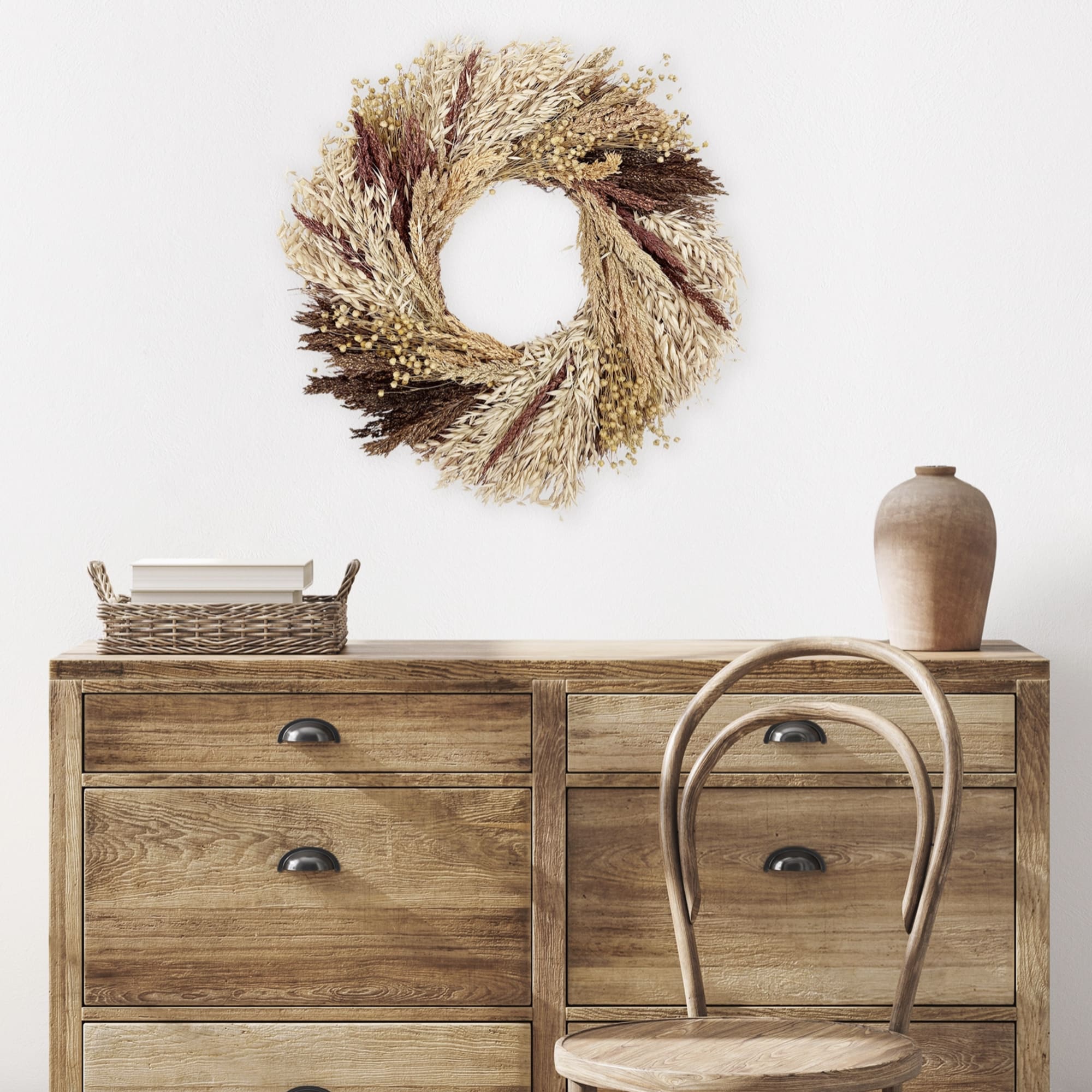 A lush harvest wreath that can both transition in and out of, photo 2 of 3