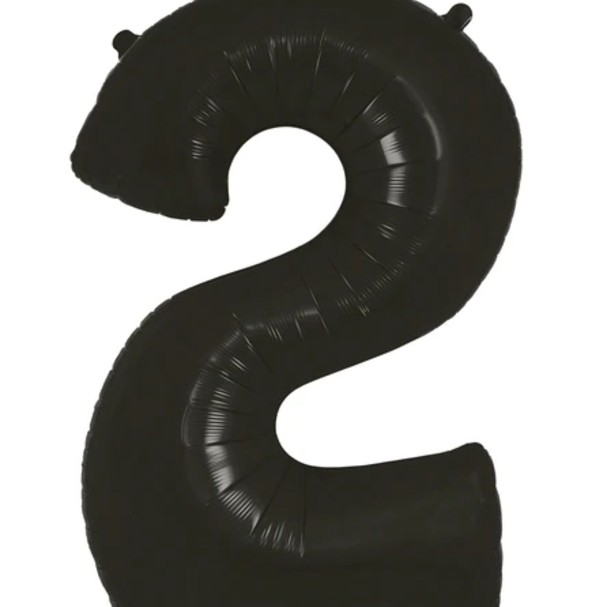 Black number 2 foil balloon on a white background