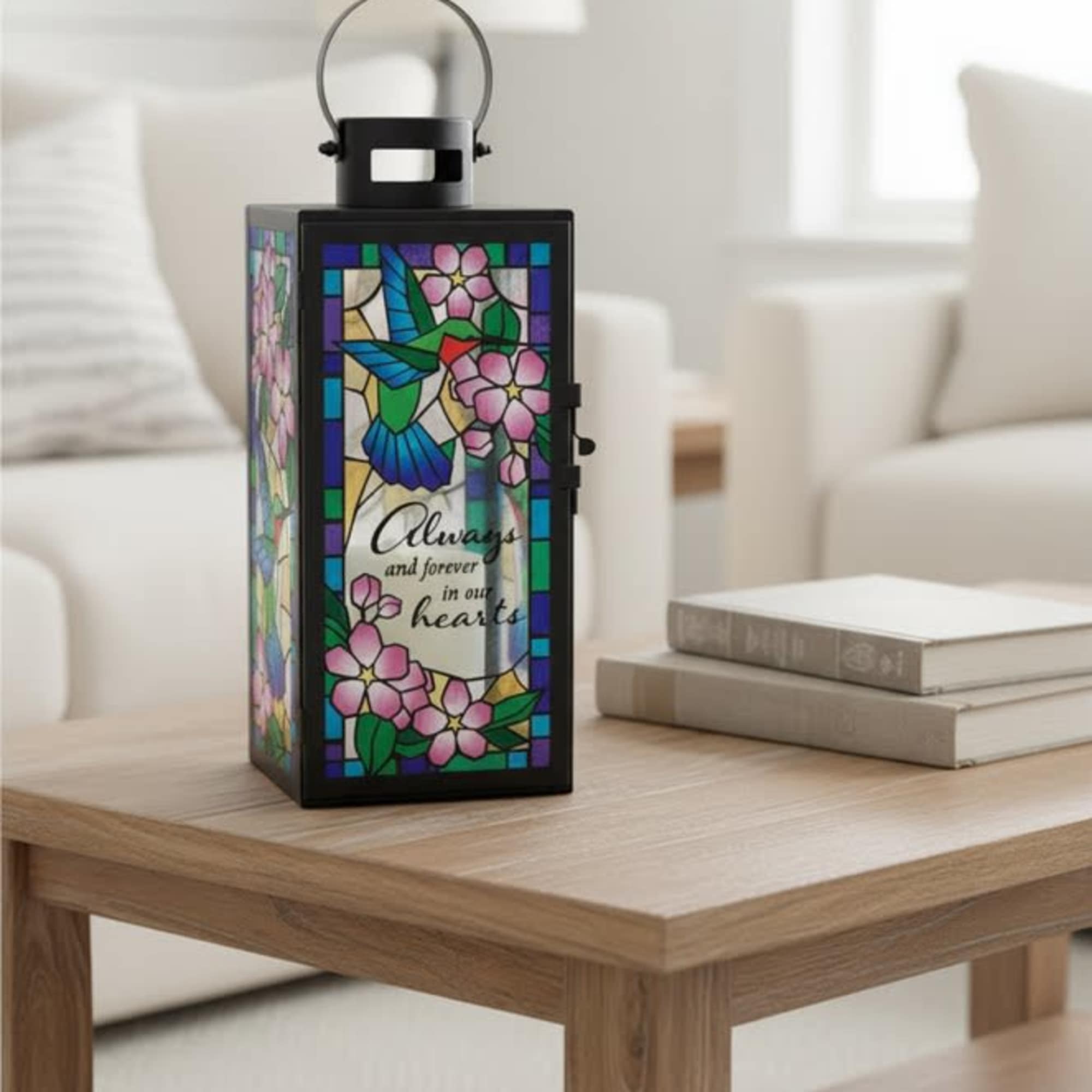"Always and Forever" Stained Glass Lantern..Our stained glass lanterns are made with, photo 3 of 3