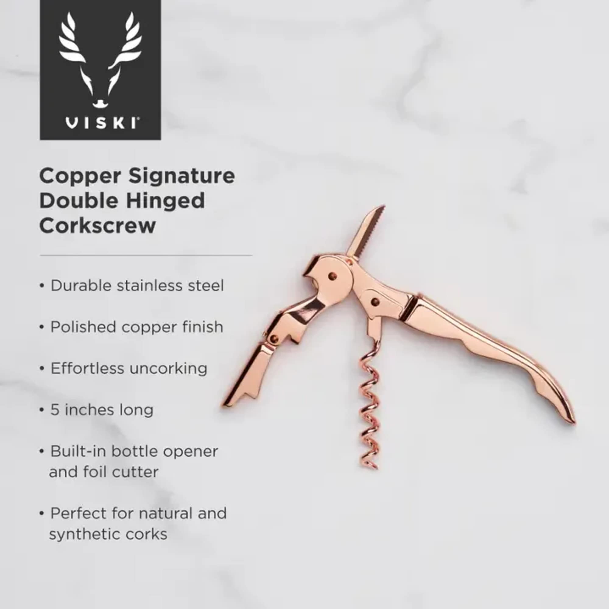Discover a classy copper corkscrew that opens any wine bottle with ease., photo 5 of 5