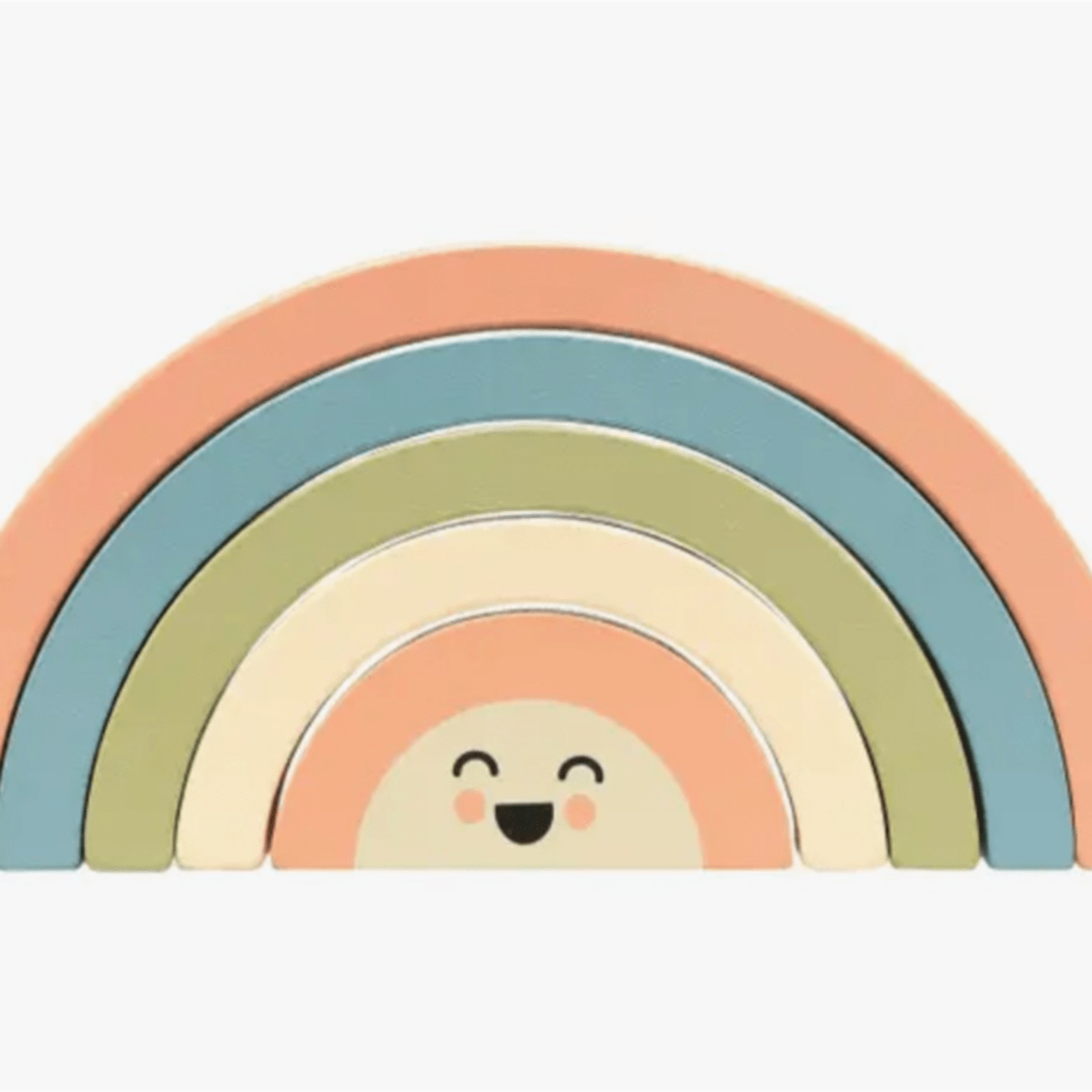 Pastel rainbow wall decor with a smiling face