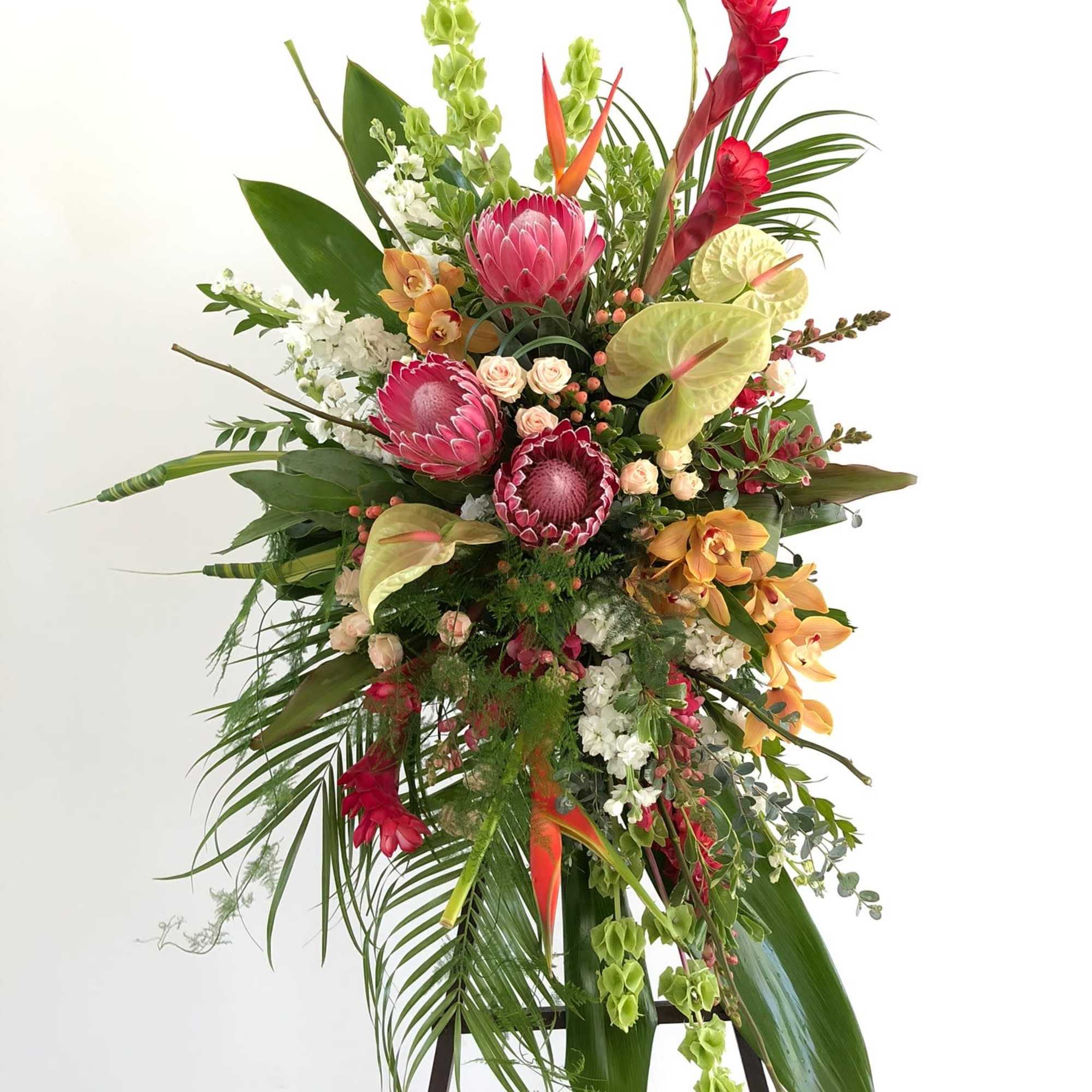 Tropical Standing spray in honor on your loved one. 

(approximately 35"w x