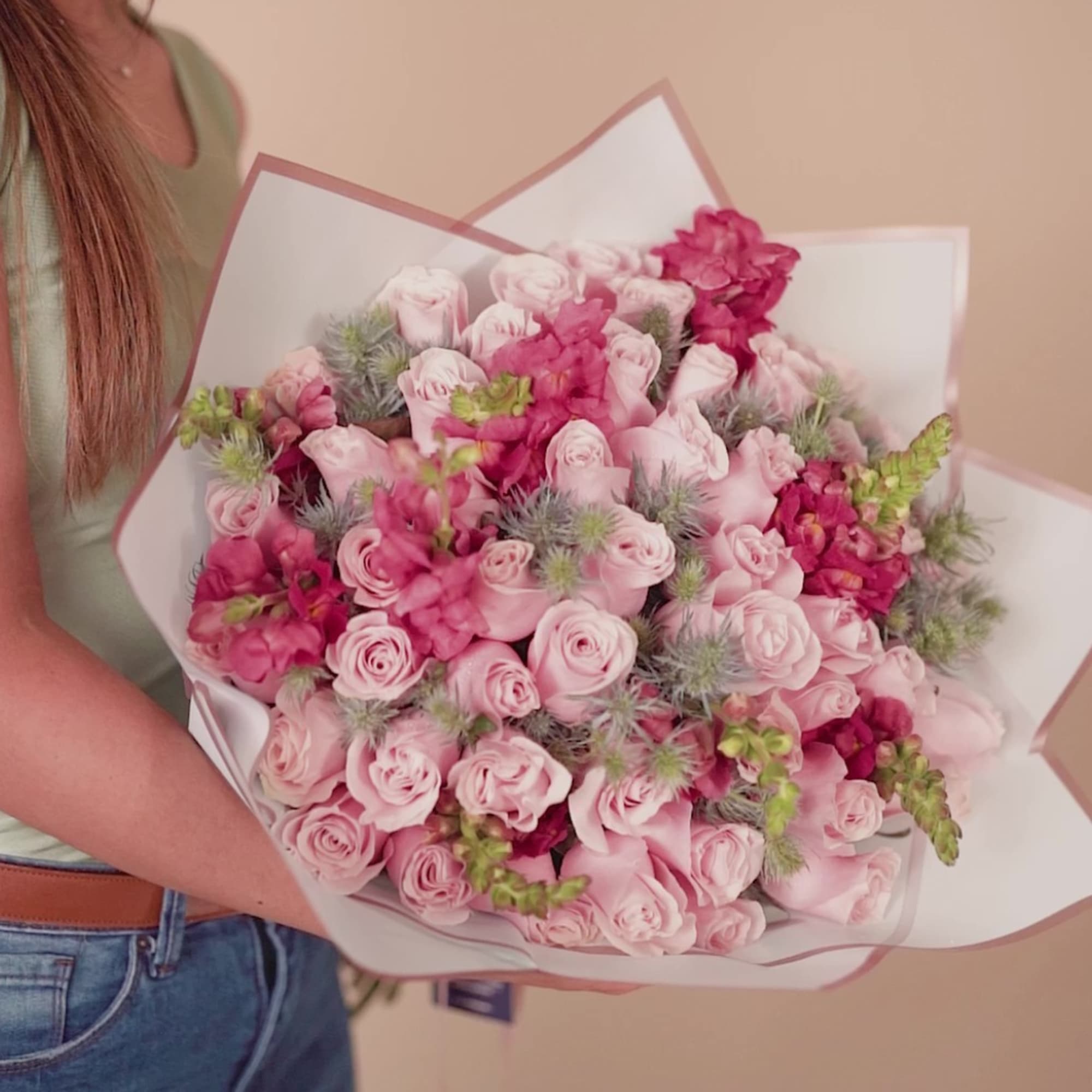 Delight in the timeless charm of our Blush Elegance Bouquet, a stunning