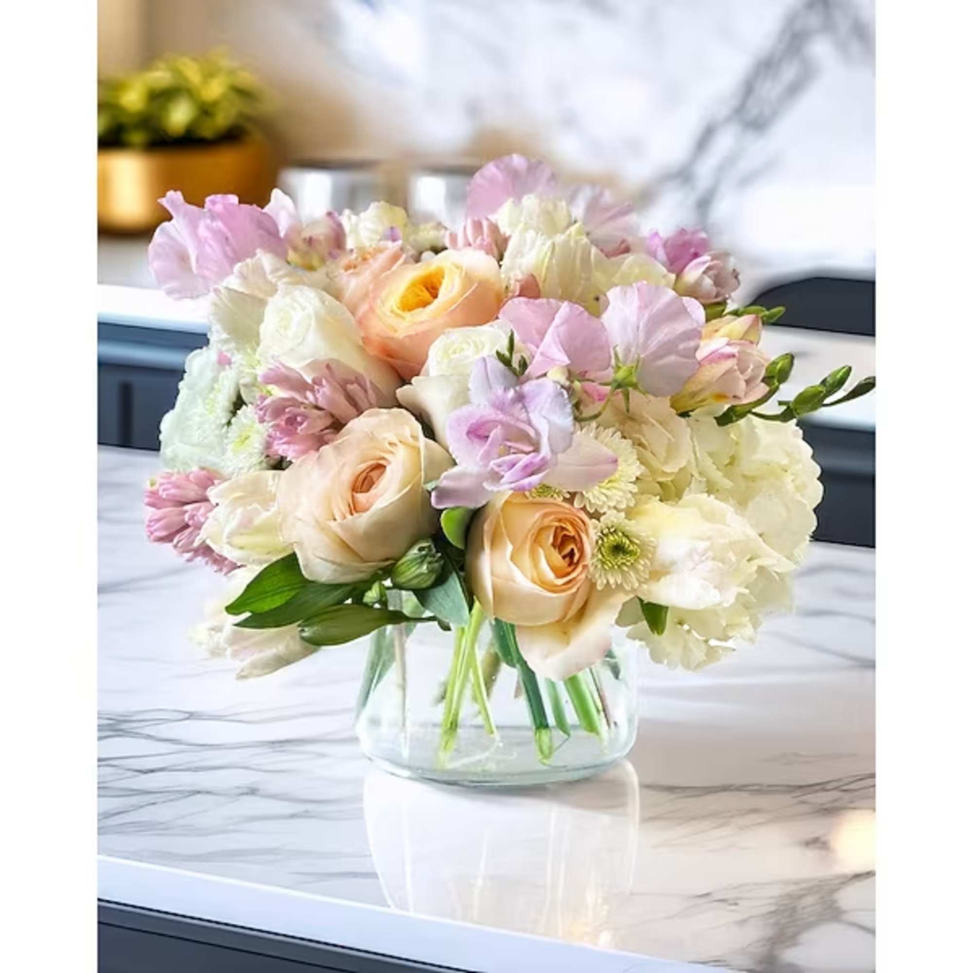 Sweet Pea Bouquet is an exquisite expression of elegance, featuring a refined, photo 2 of 2