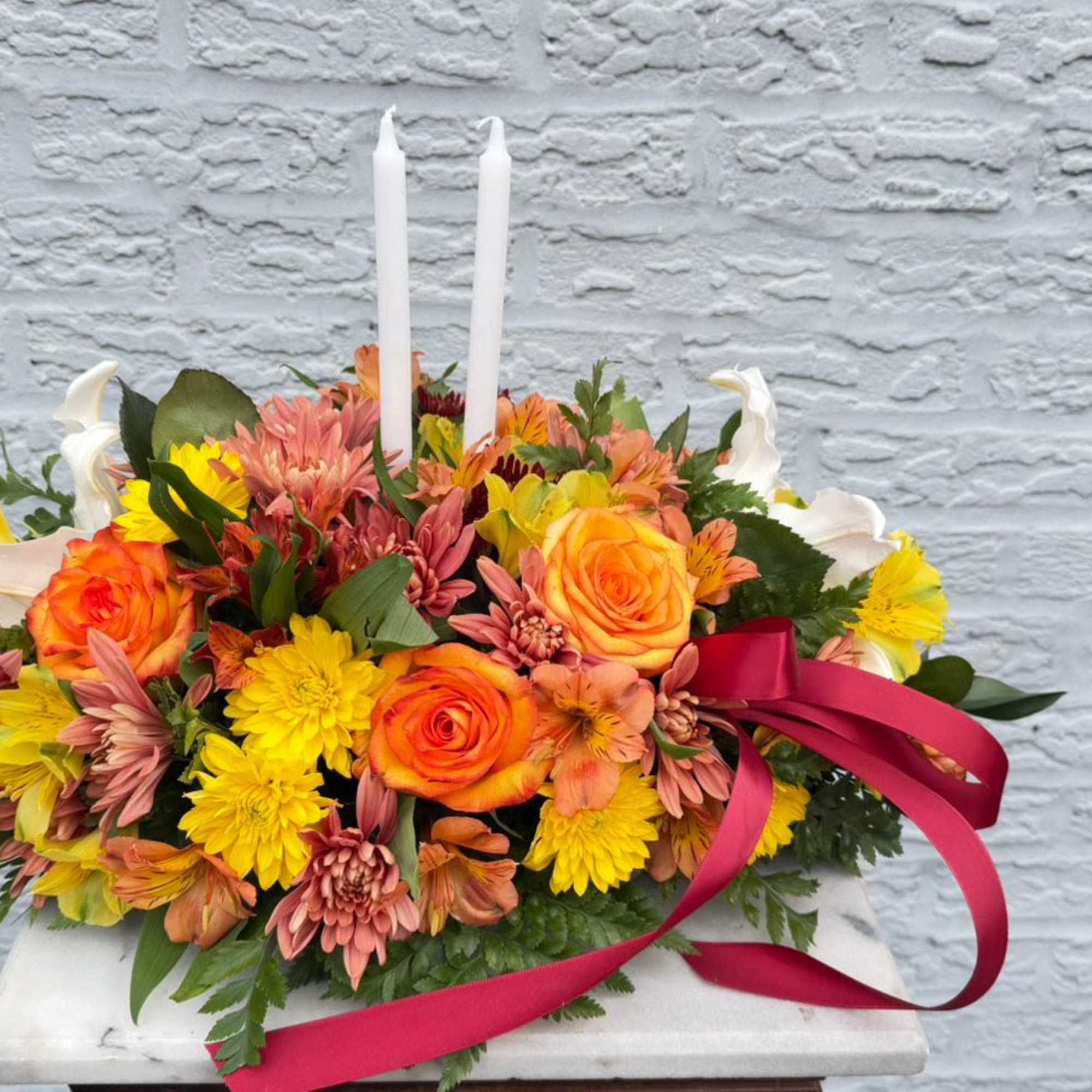 &ldquo;This stunning centerpiece is handcrafted with fresh flowers and accented with an, photo 3 of 3