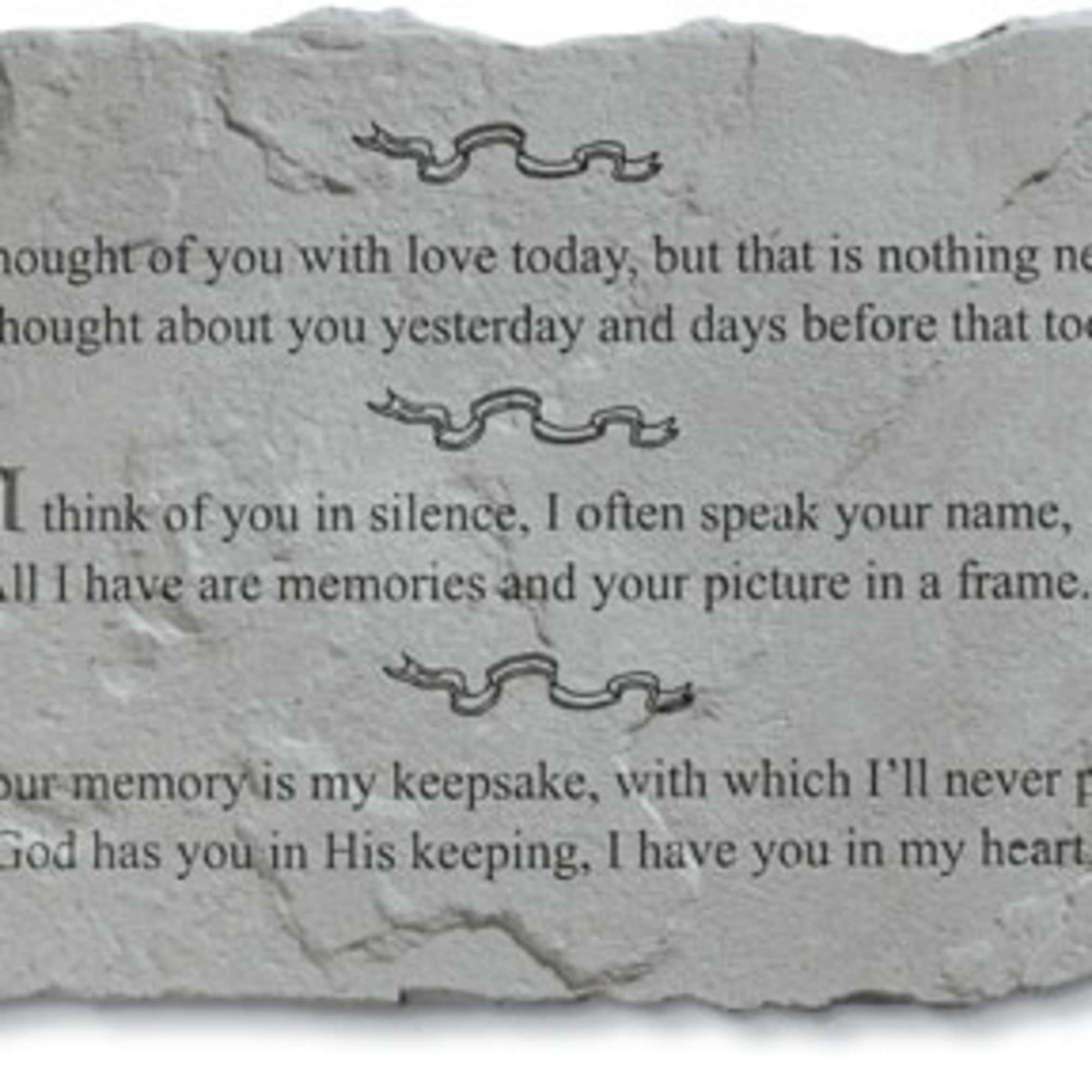 Engraved memorial stone with a sympathy poem