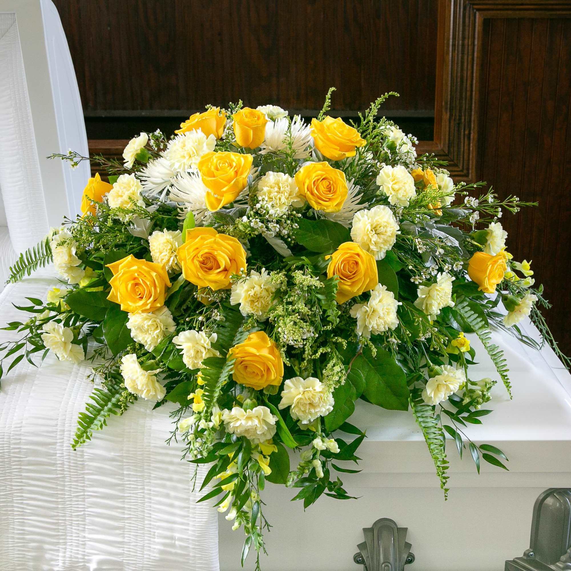 Yellow 14" Casket Saddle
Dimensions: 36"W x 22"H