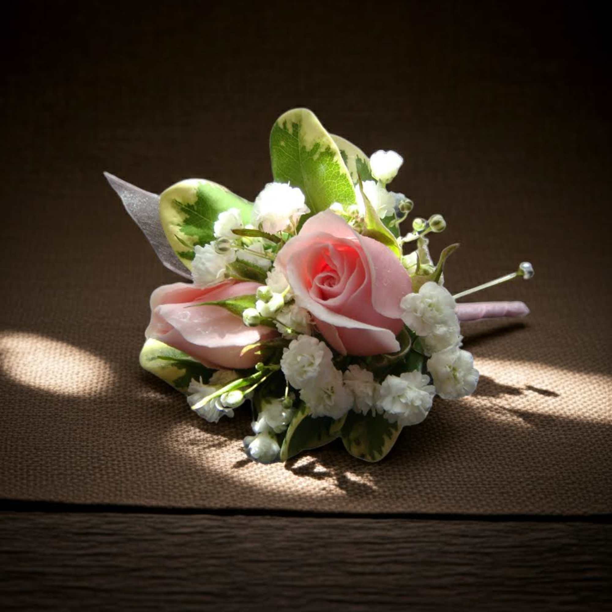  Pink Spray Rose Boutonniere 