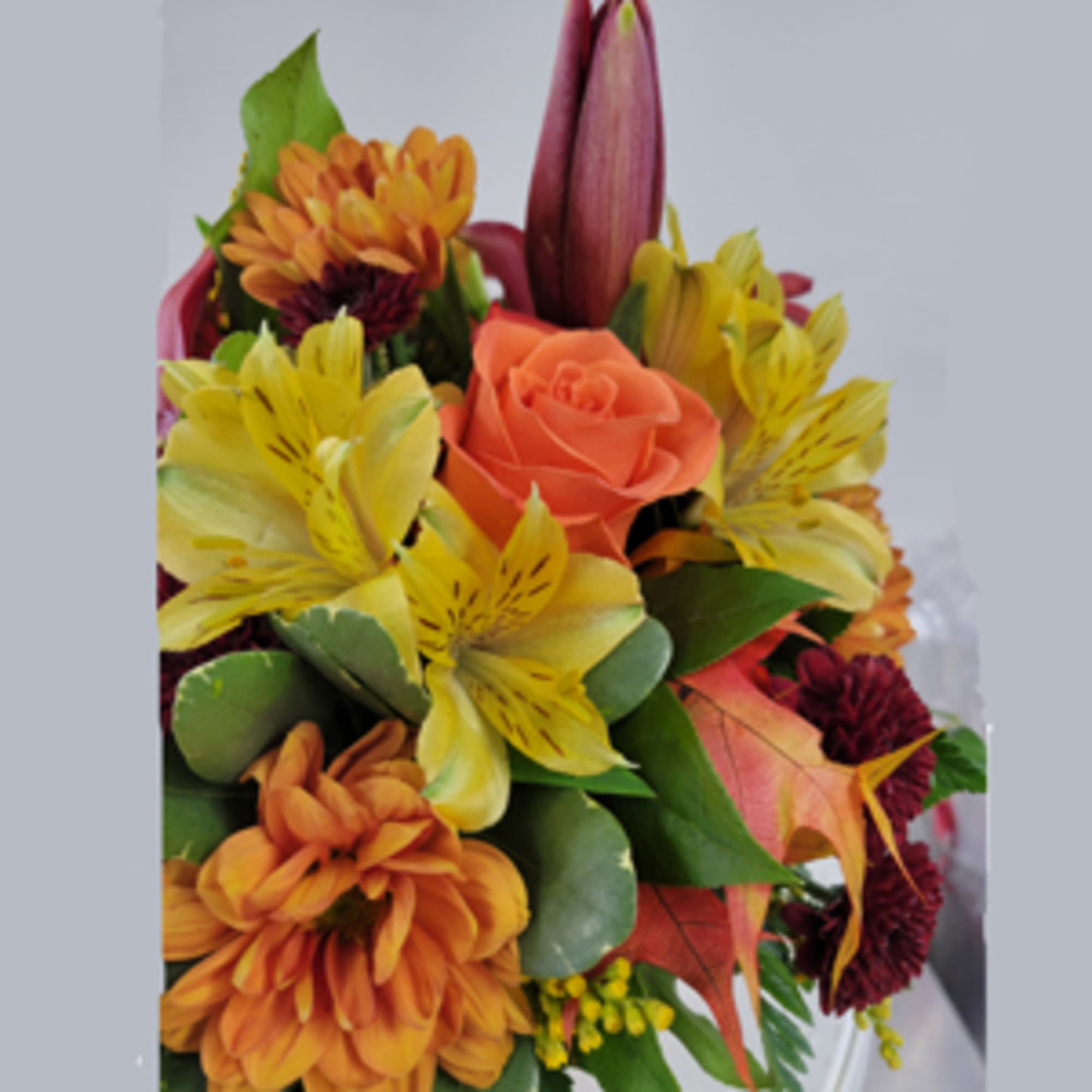 Colorful....that is Autumn and this arrangement!  The colors of the season, photo 2 of 3