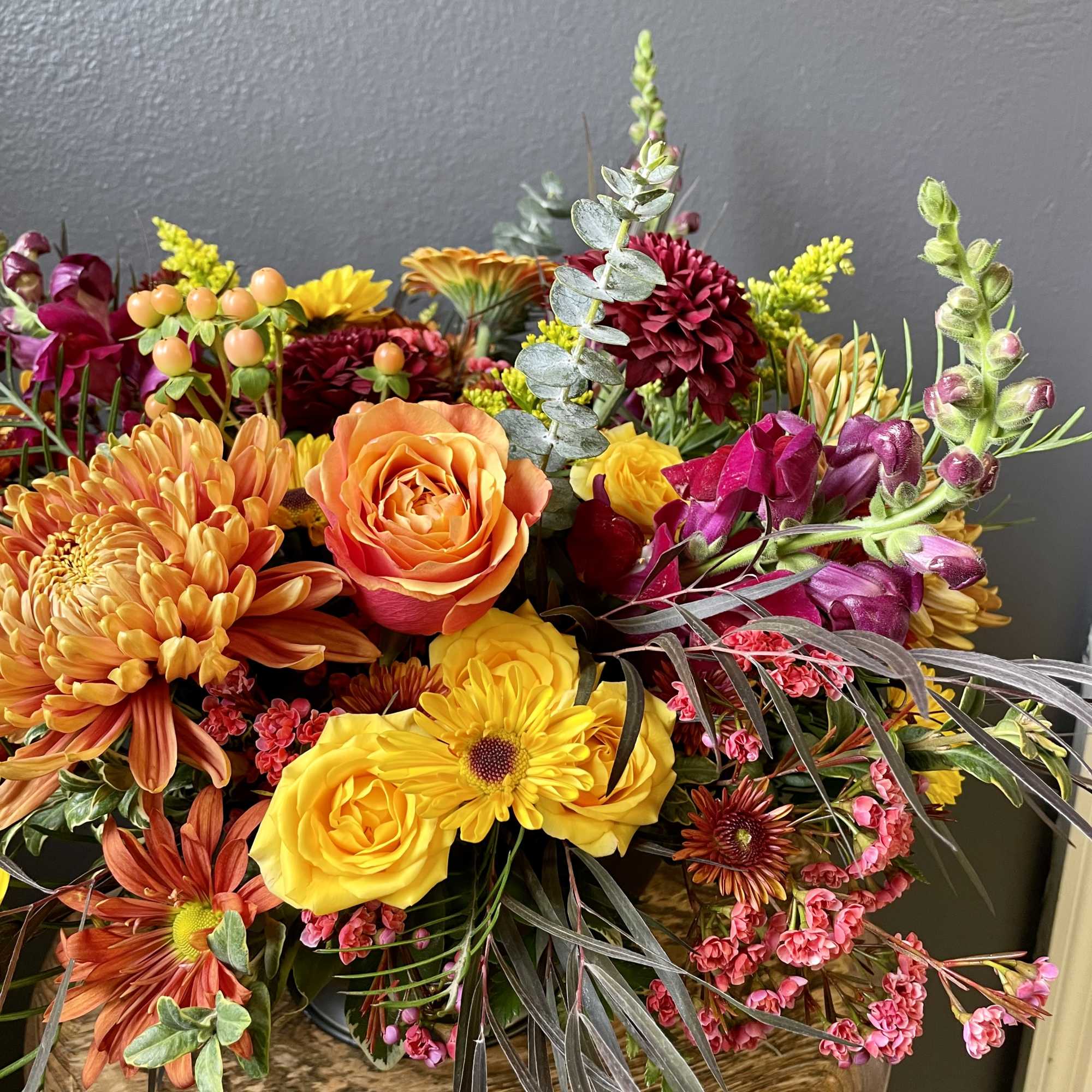 A lush seasonal centerpiece perfect for all your fall gatherings. This centerpiece, photo 3 of 3