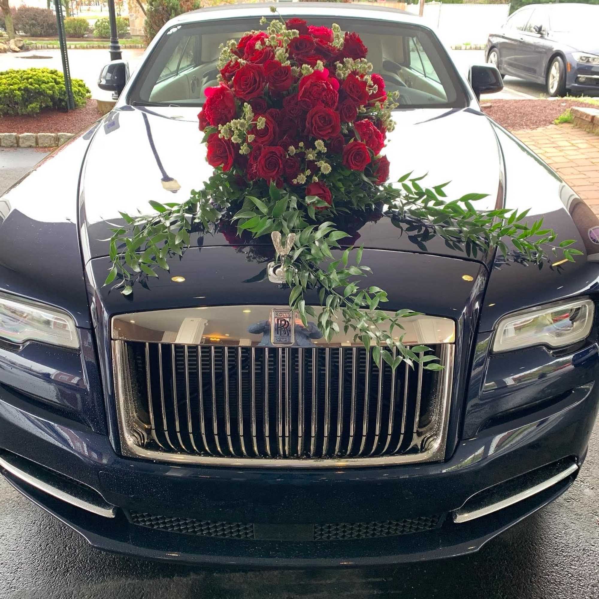 Exquisite Wedding Car Florals applied to the hood of your car. Includes, photo 3 of 6
