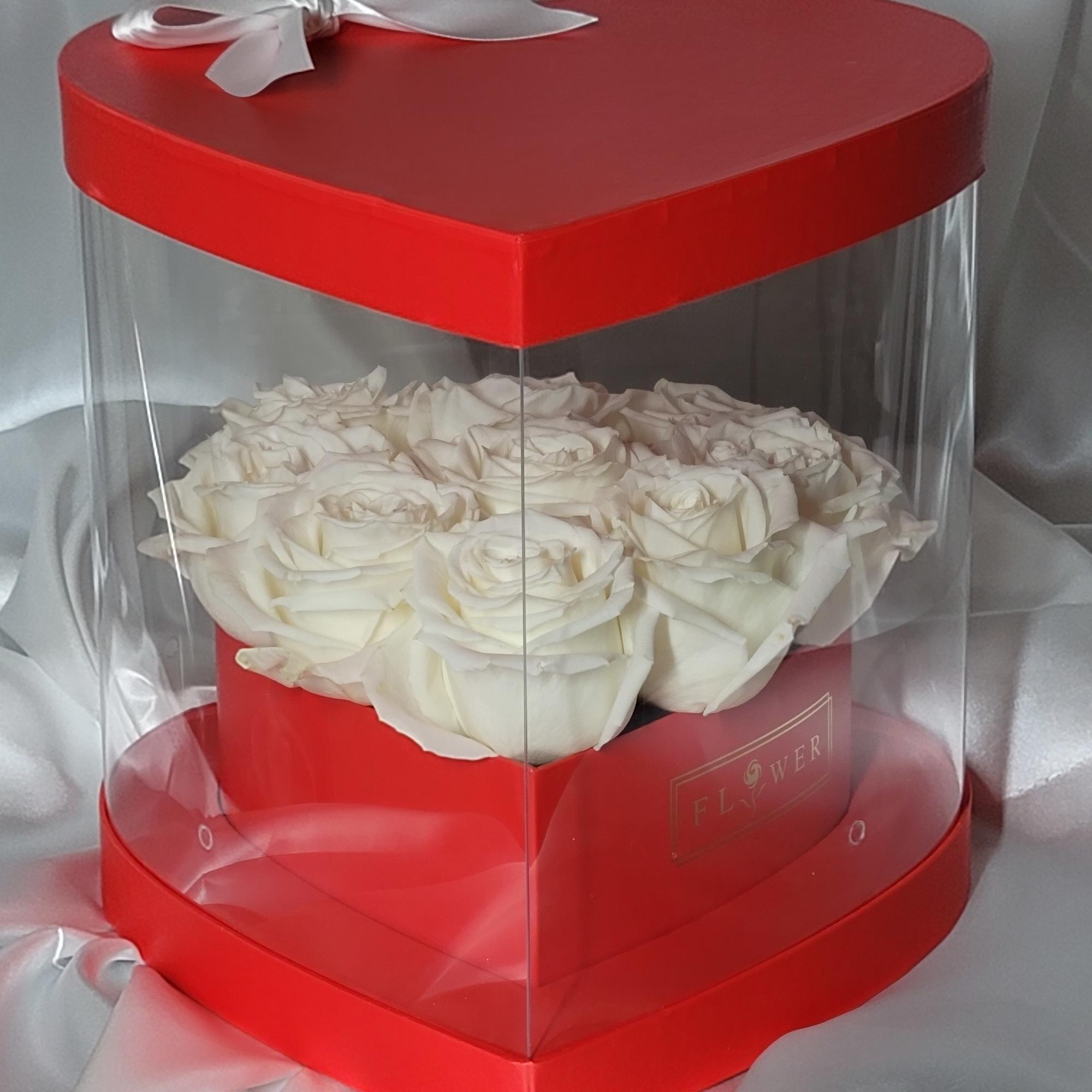 Elegant heart box with white roses