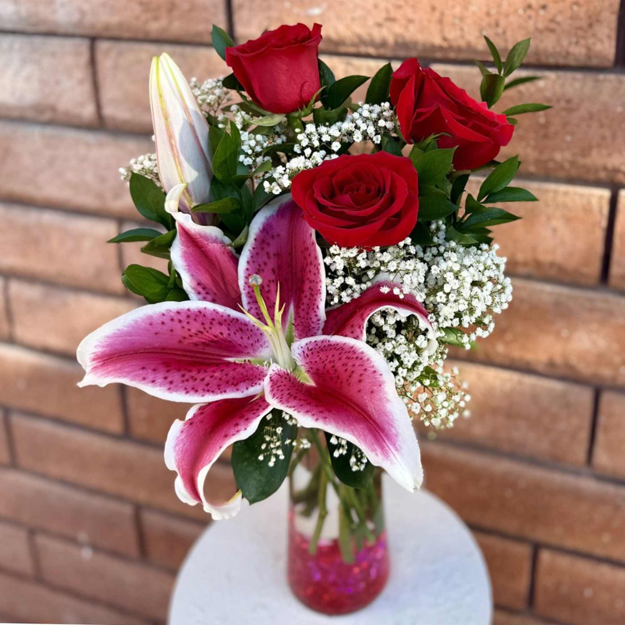 Pink Stargazer Lilies &amp; Red Rose Romance

Celebrate life&rsquo;s most meaningful moments with, photo 2 of 3