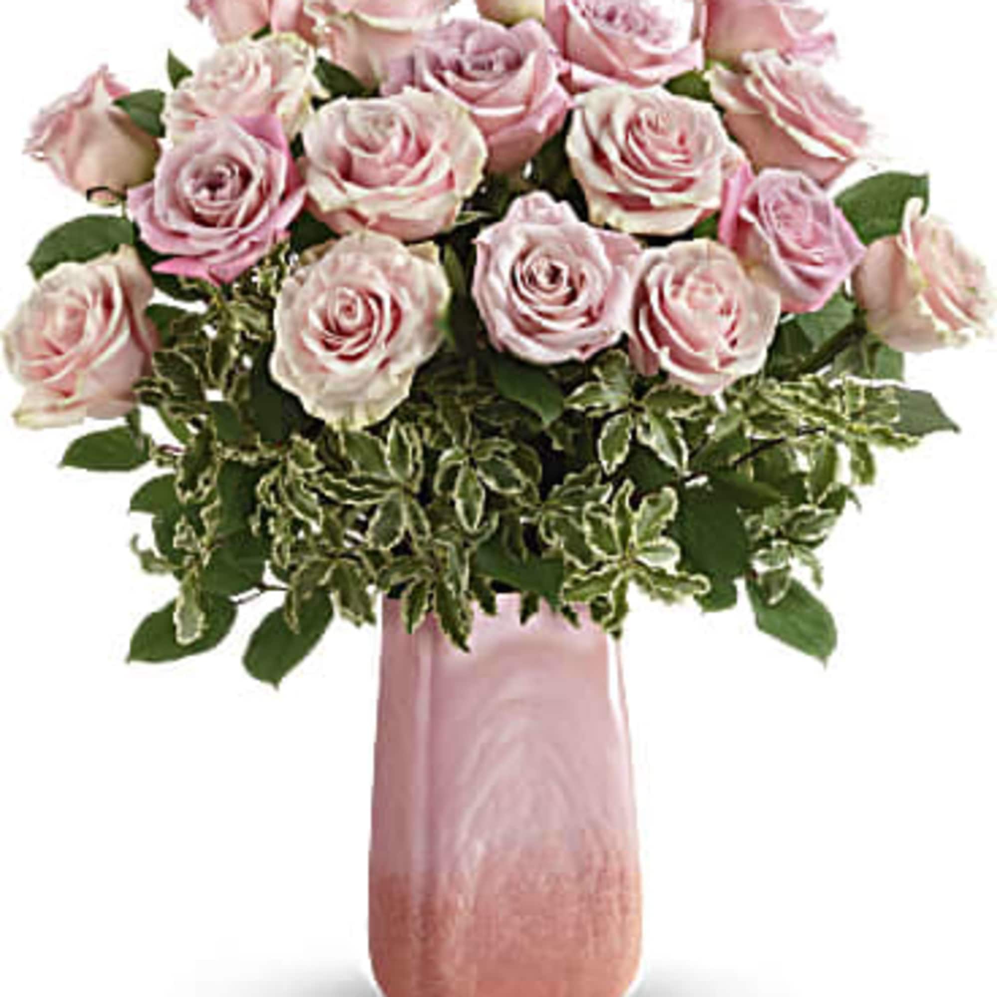 Posh pink roses get the haute couture treatment in this boho-beautiful art, photo 2 of 3