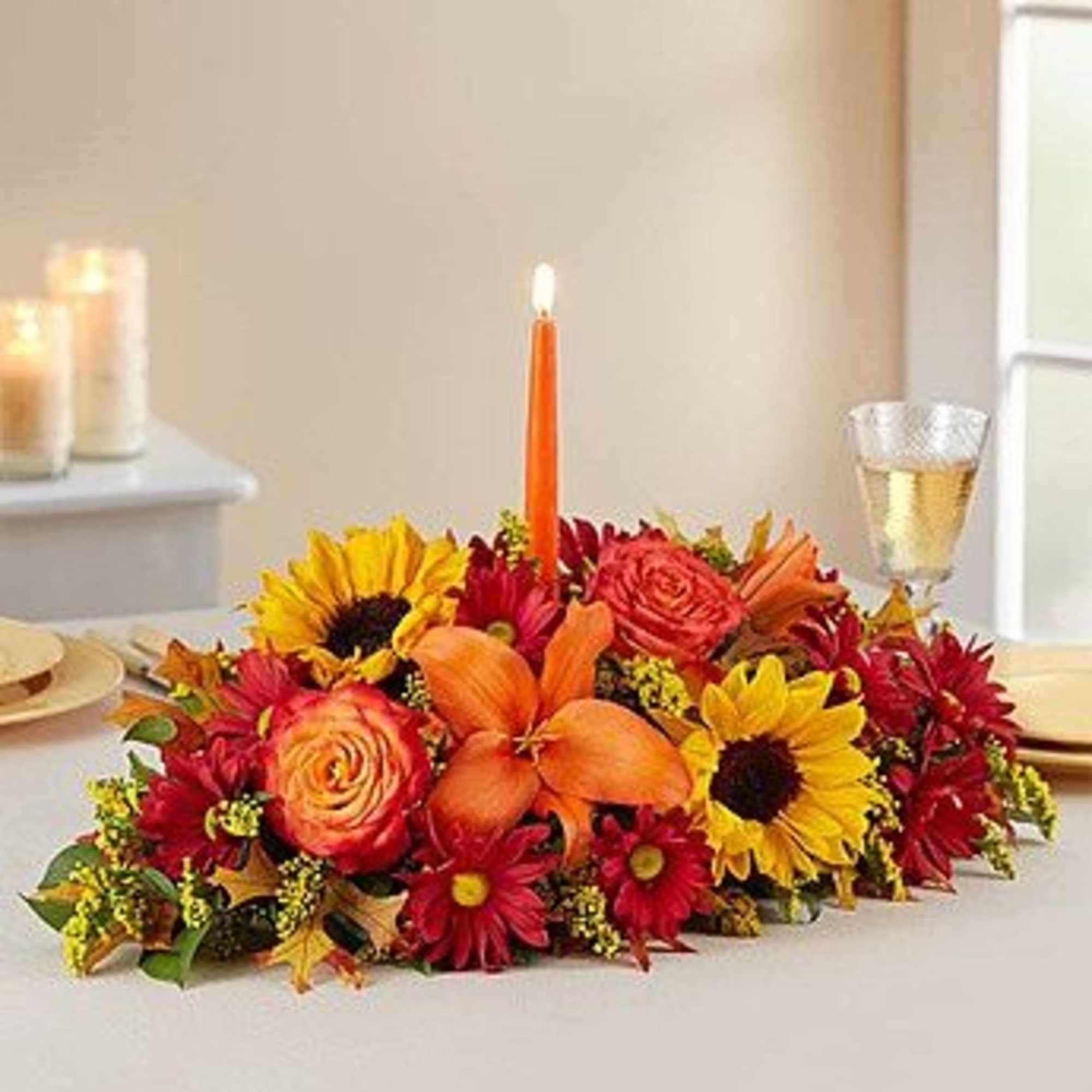 Inspired by our best selling autumn bouquet, this beautiful centerpiece is hand-designed, photo 2 of 3