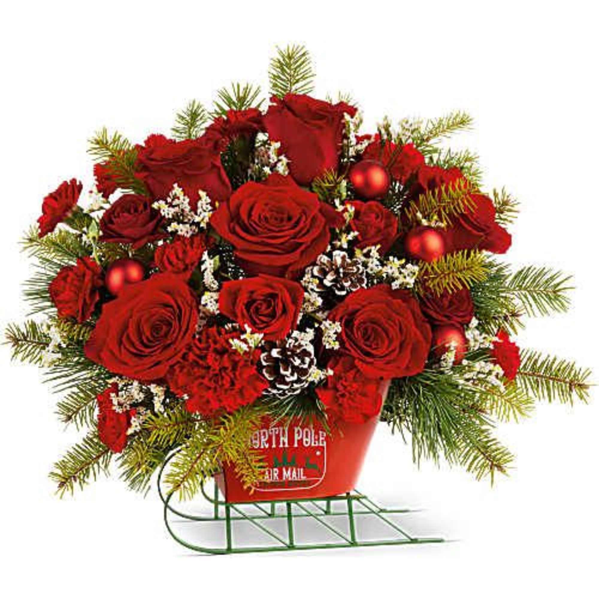 Teleflora's Sleigh All The Way Bouquet delivers bold holiday color with a