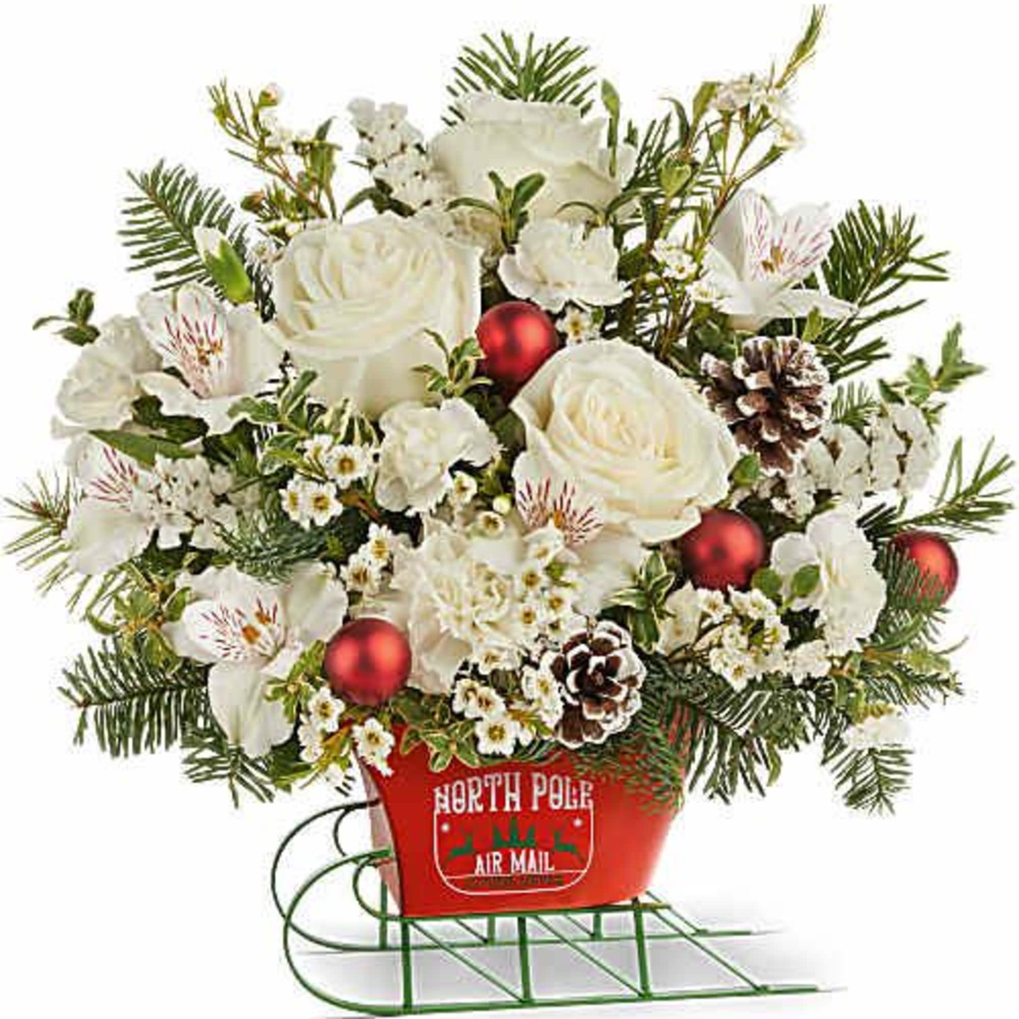 Teleflora's Santa's Sleigh Bouquet brings a crisp winter look to the season.