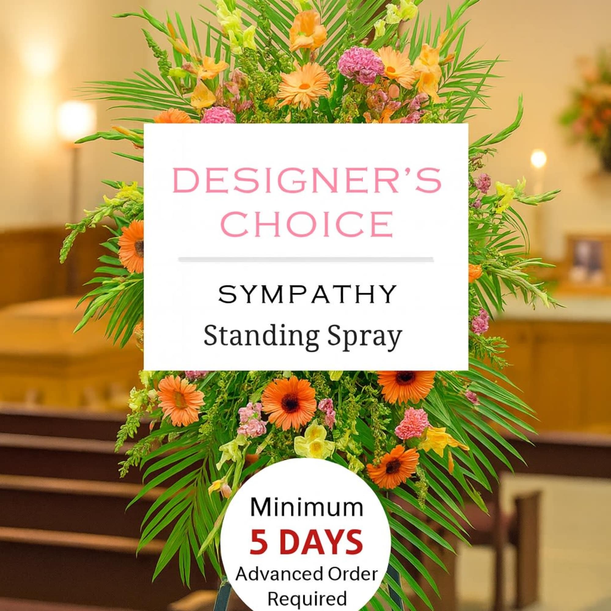 Our amazing design team will create a custom Sympathy standing spray wreath