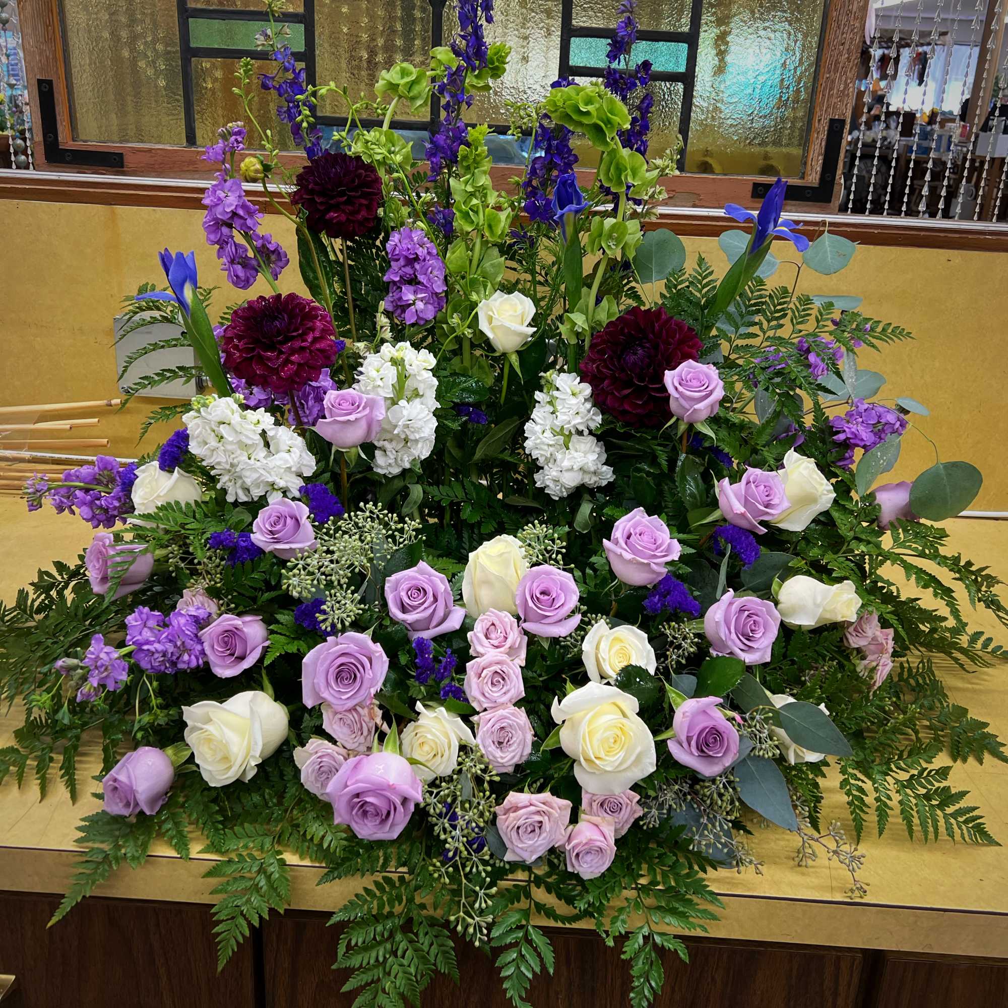 Lavender and White Funeral Basket