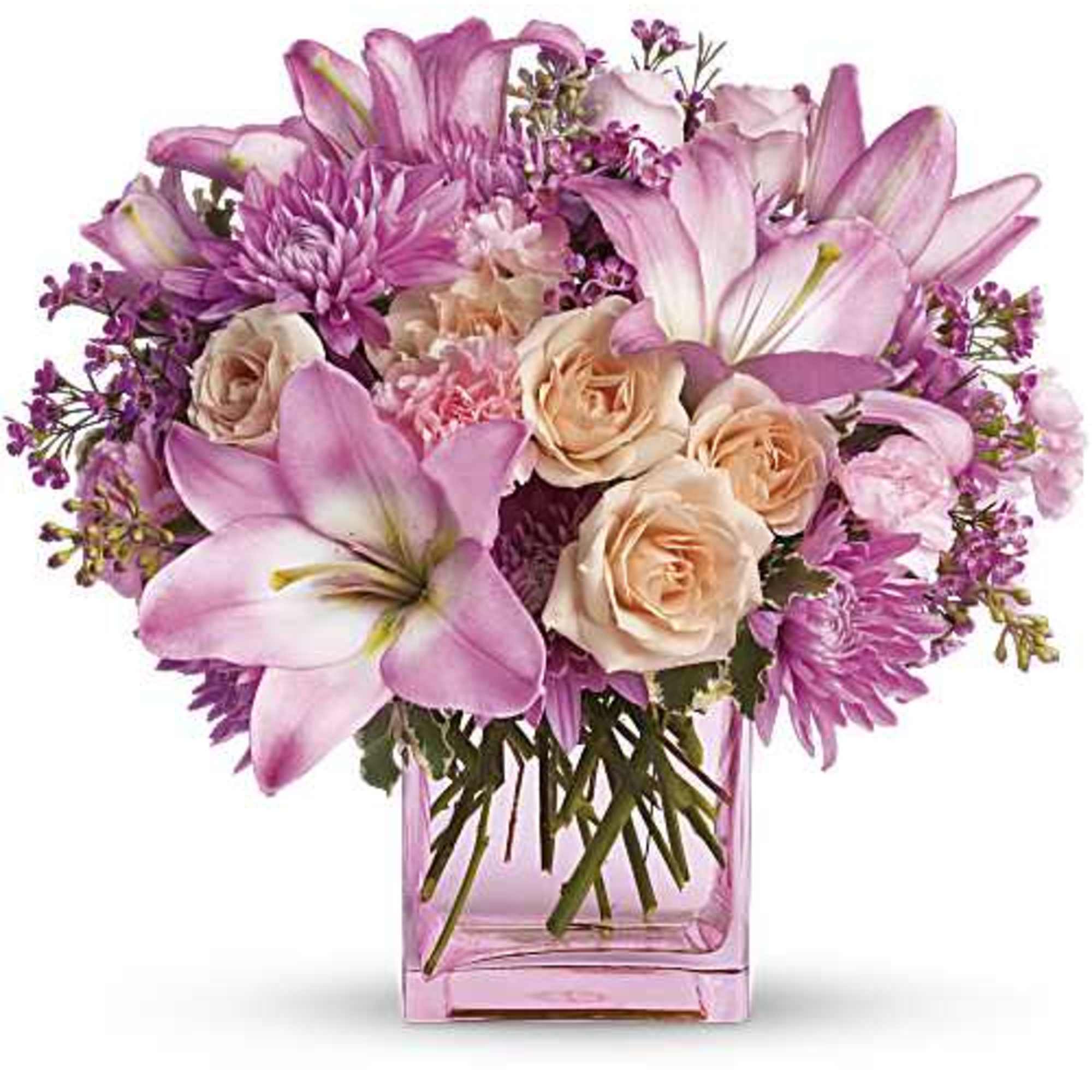 Peach, pink and lavender blooms are a sweet and innocent way to