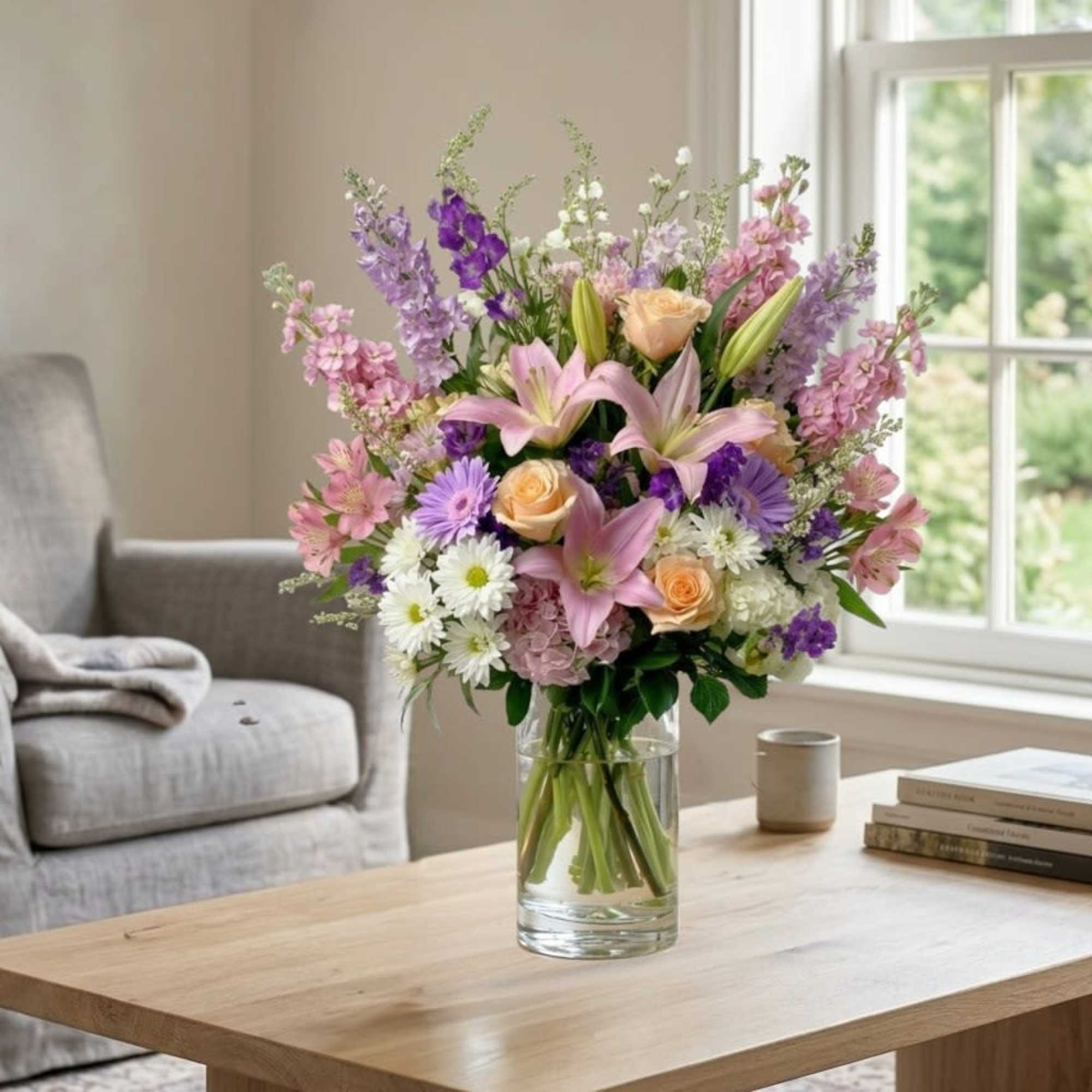 This elegant Mother&rsquo;s Day bouquet blends the charm of blush pink lilies