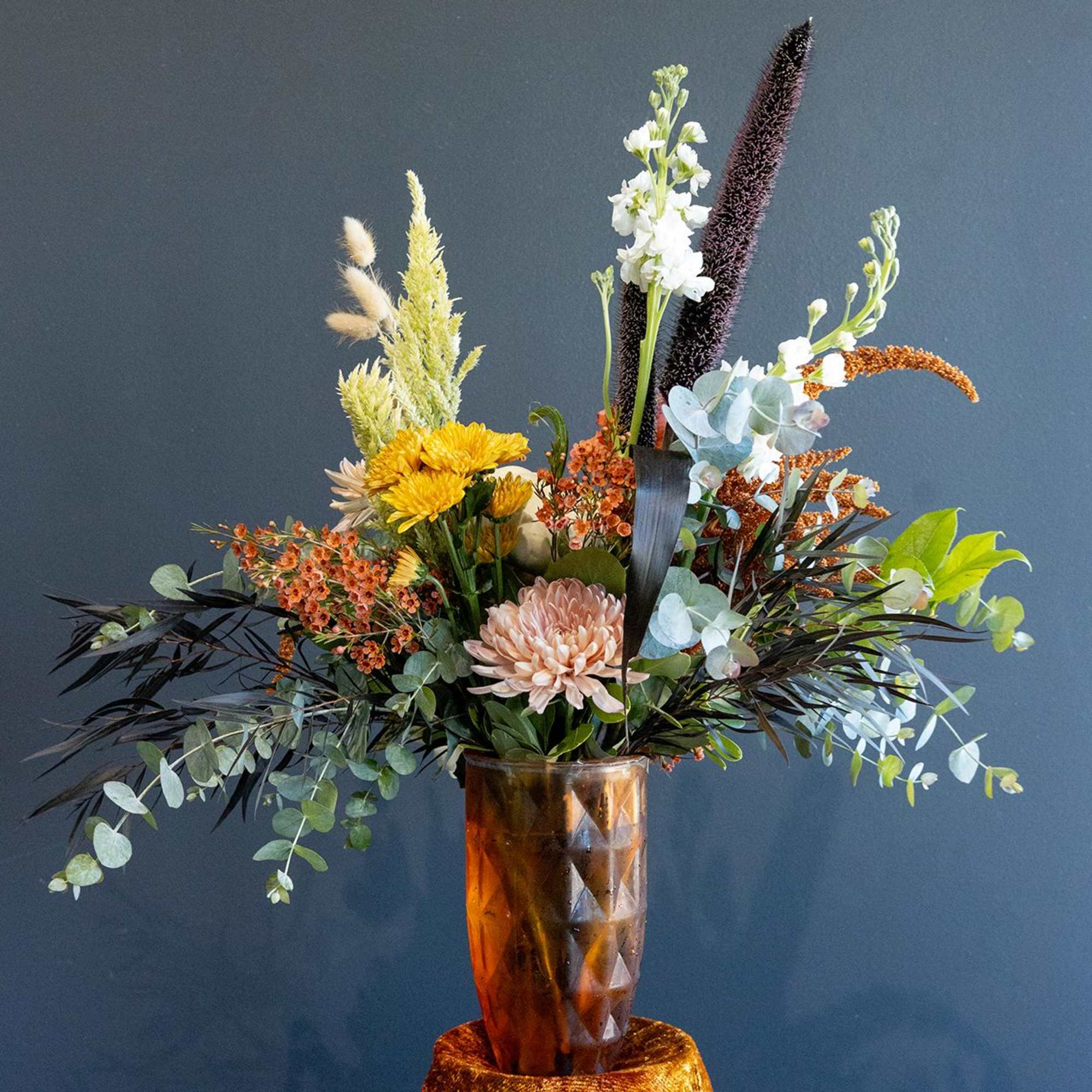 A warm rich combination of fall flowers that you will love a-lotte!, photo 2 of 2