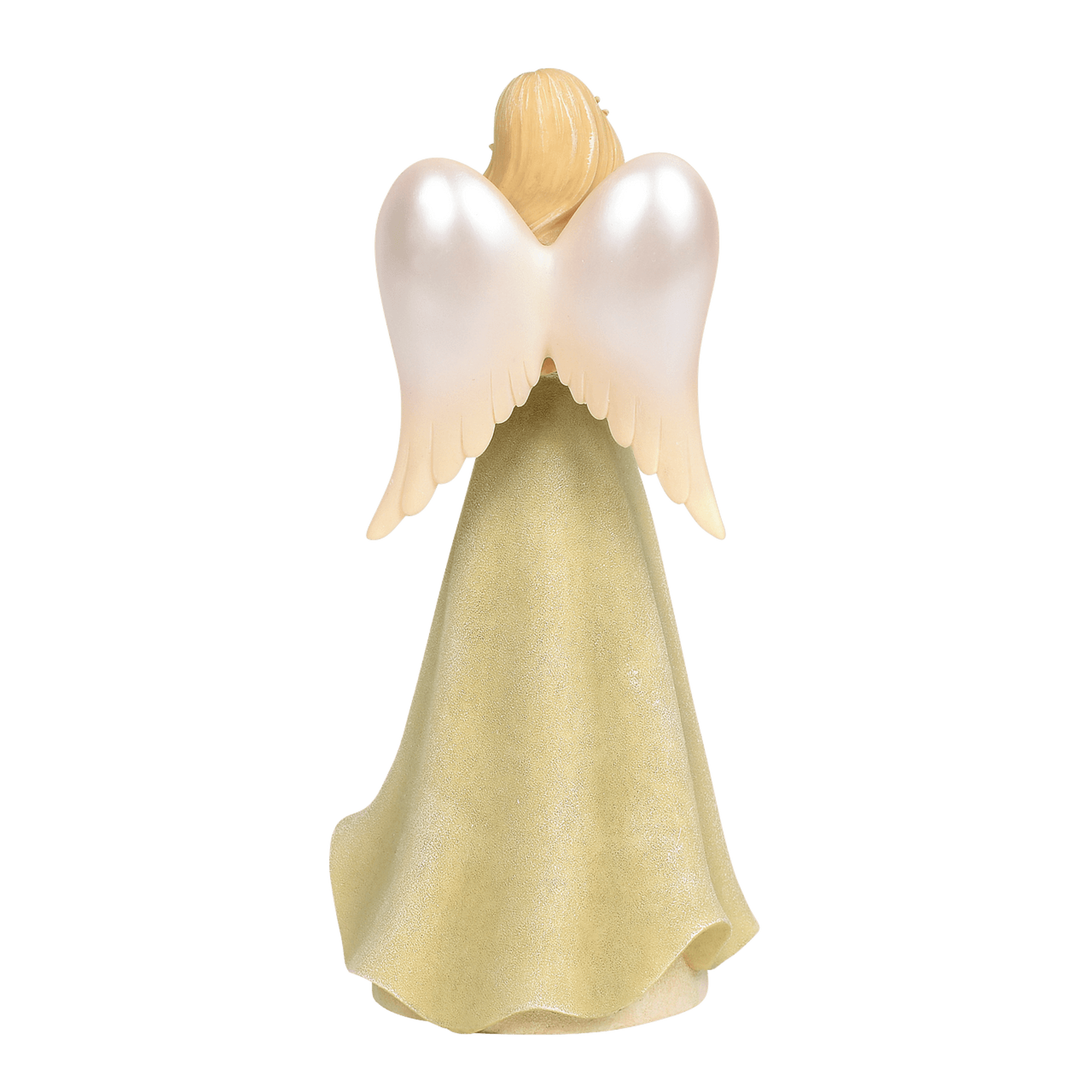 Angel figurine in a gold robe with white wings