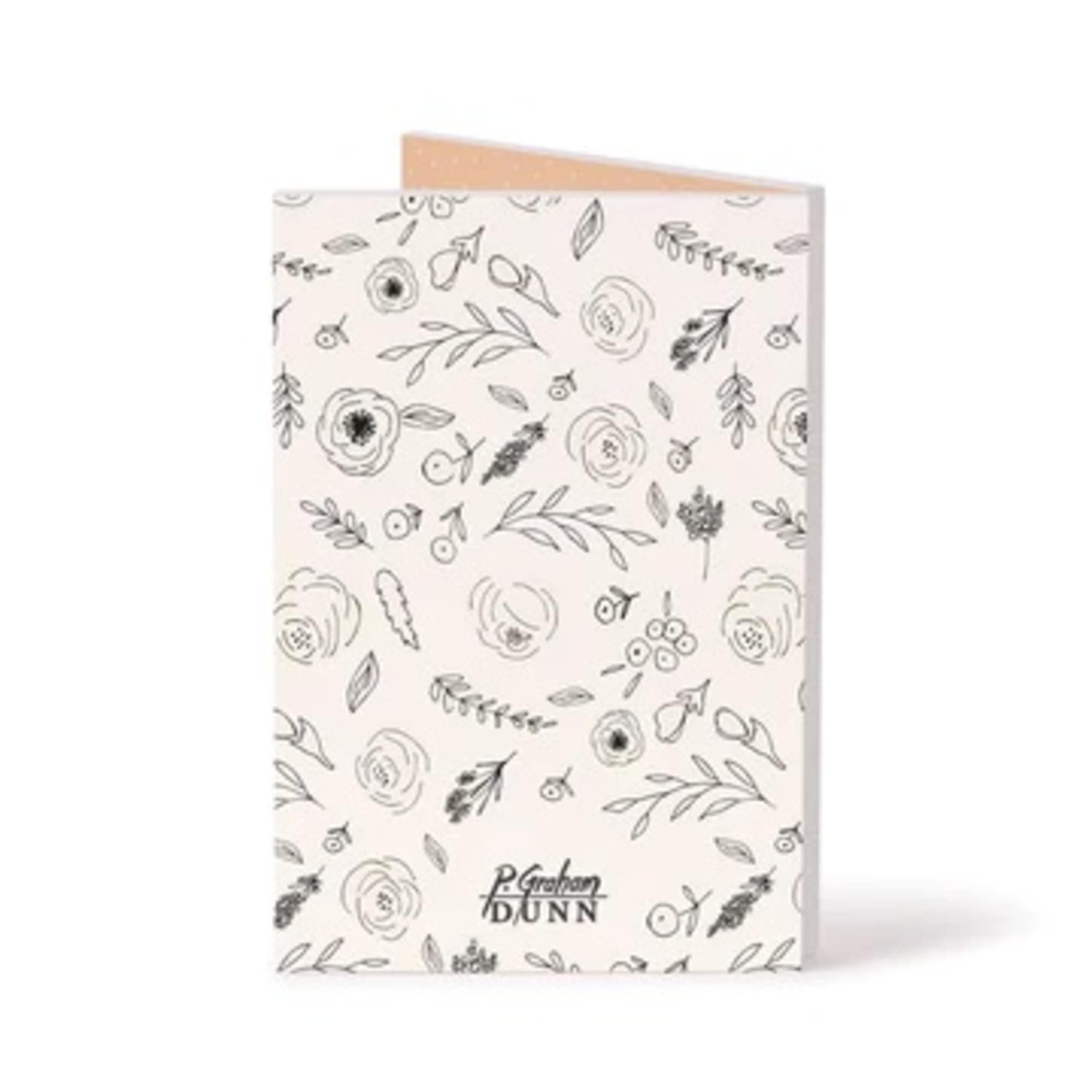 Floral-patterned greeting card with a tan envelope