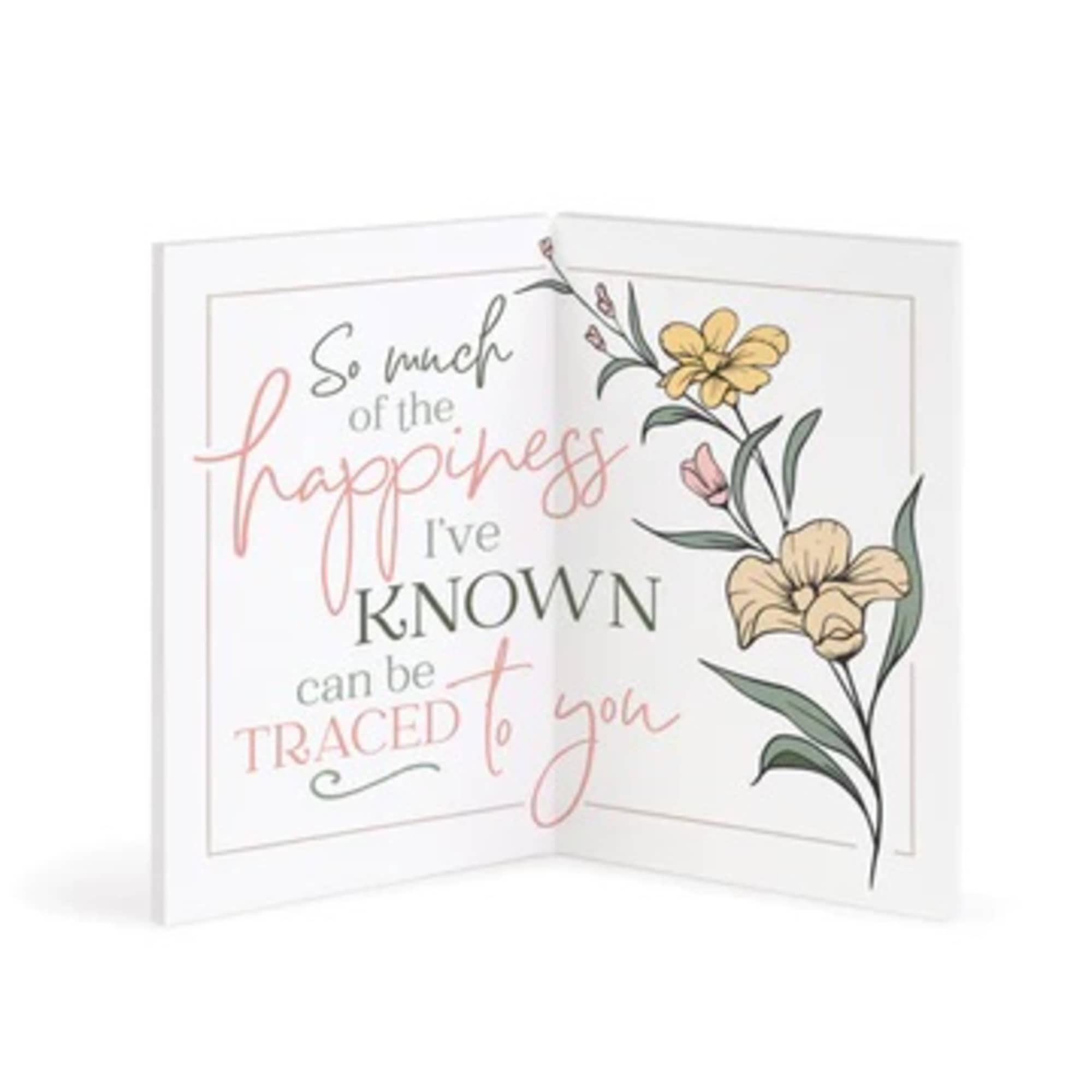 Folded greeting card with floral illustration and a quote