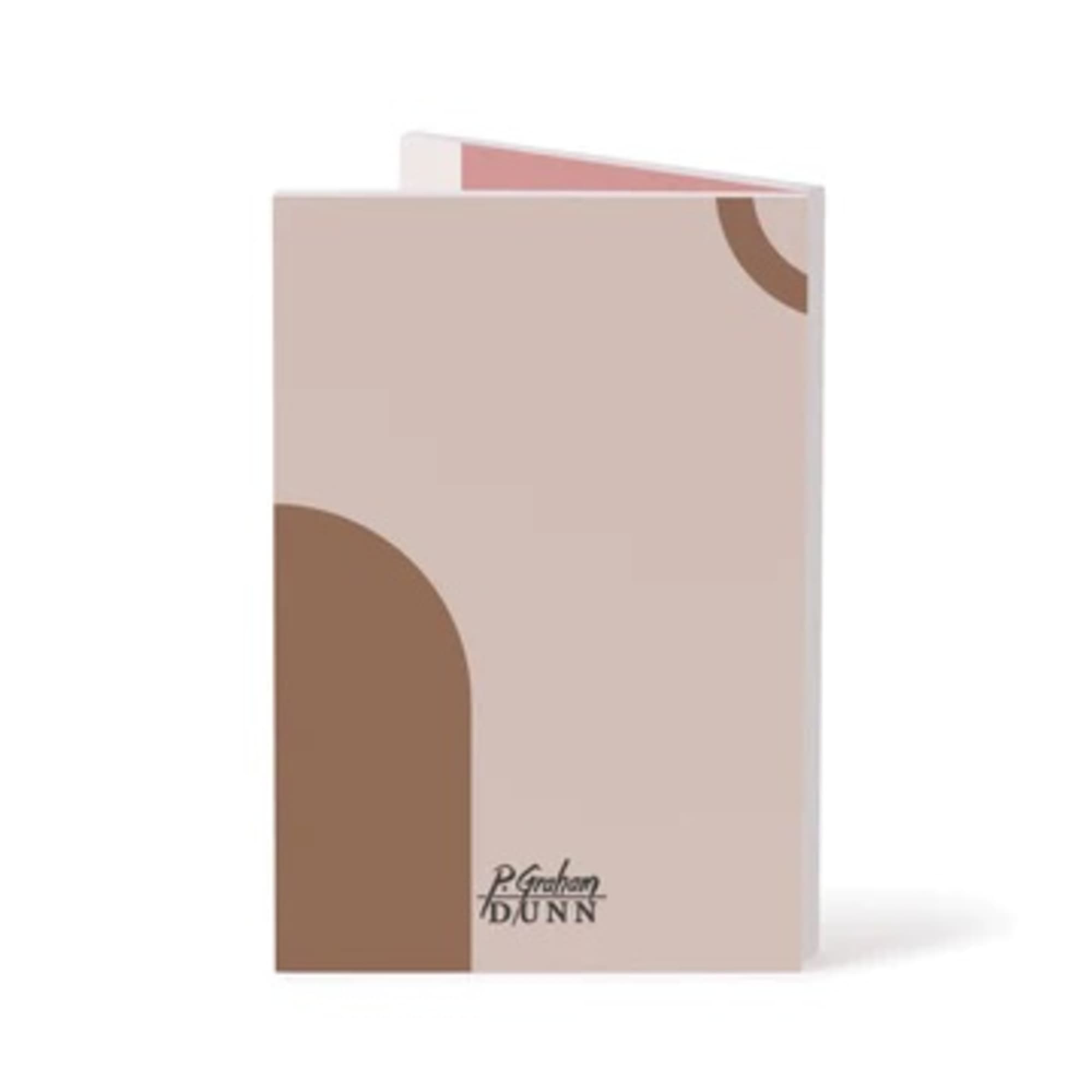 Folded greeting card with a beige and brown geometric cover