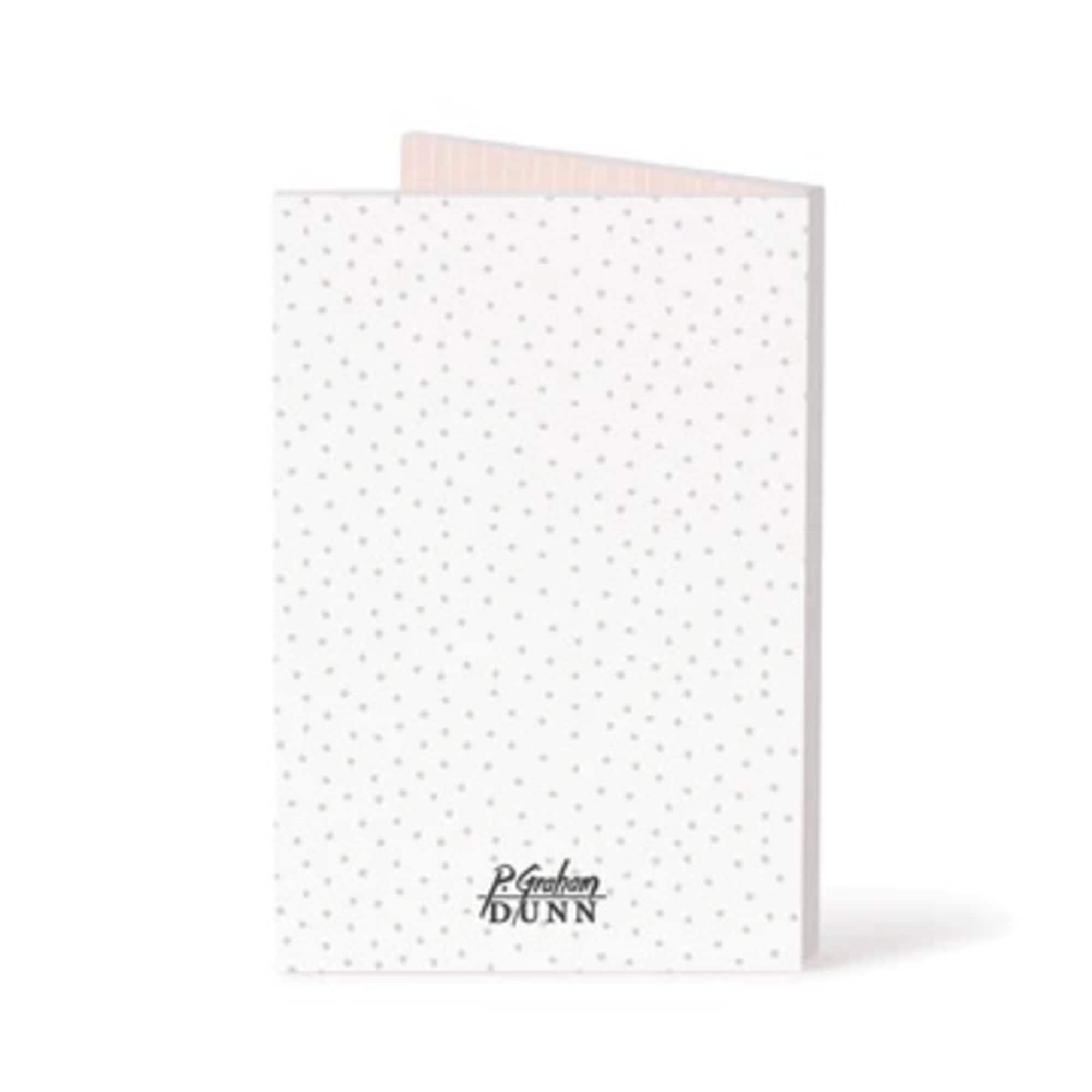 White patterned greeting card with a pale pink insert