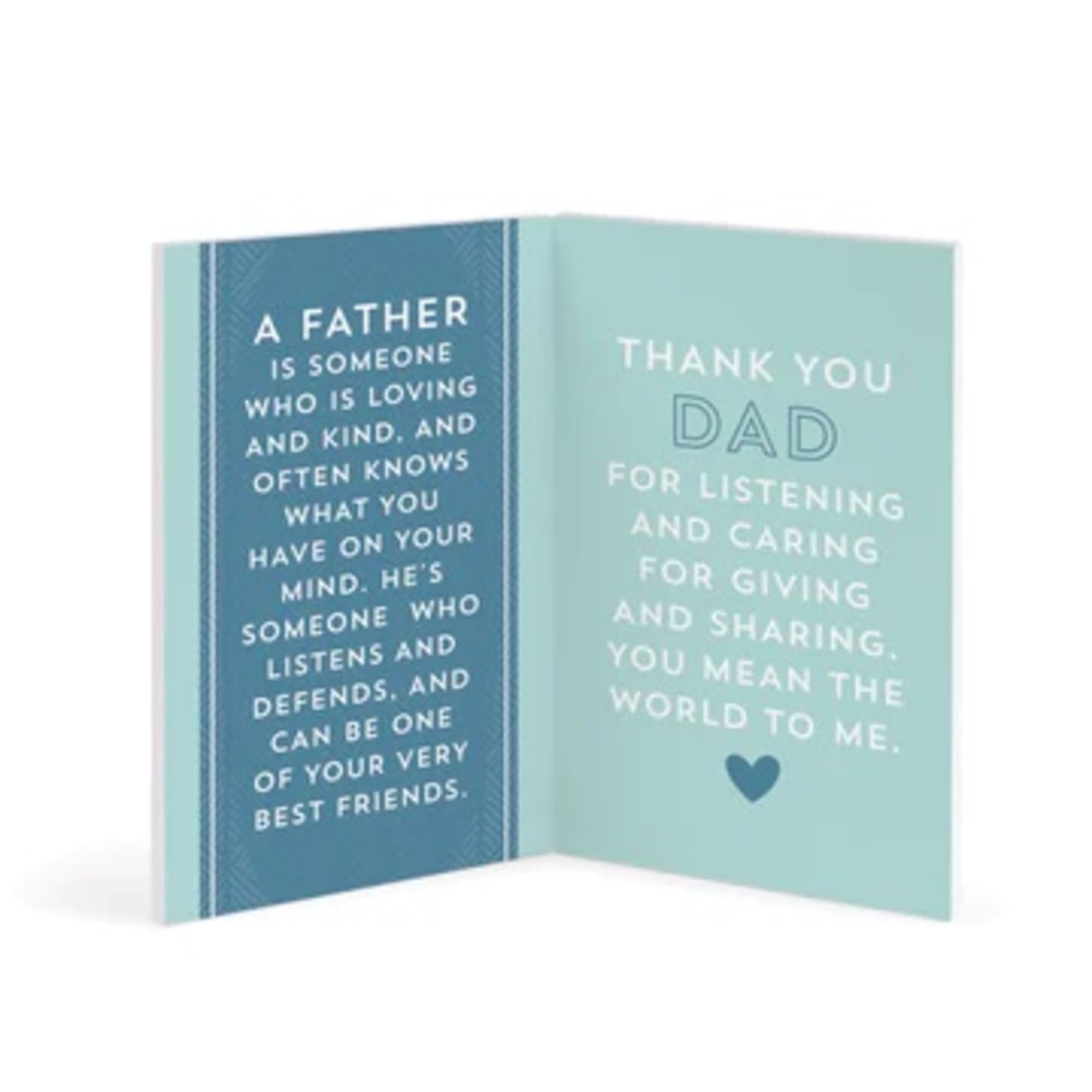 Folded thank-you card for dad with blue and mint panels