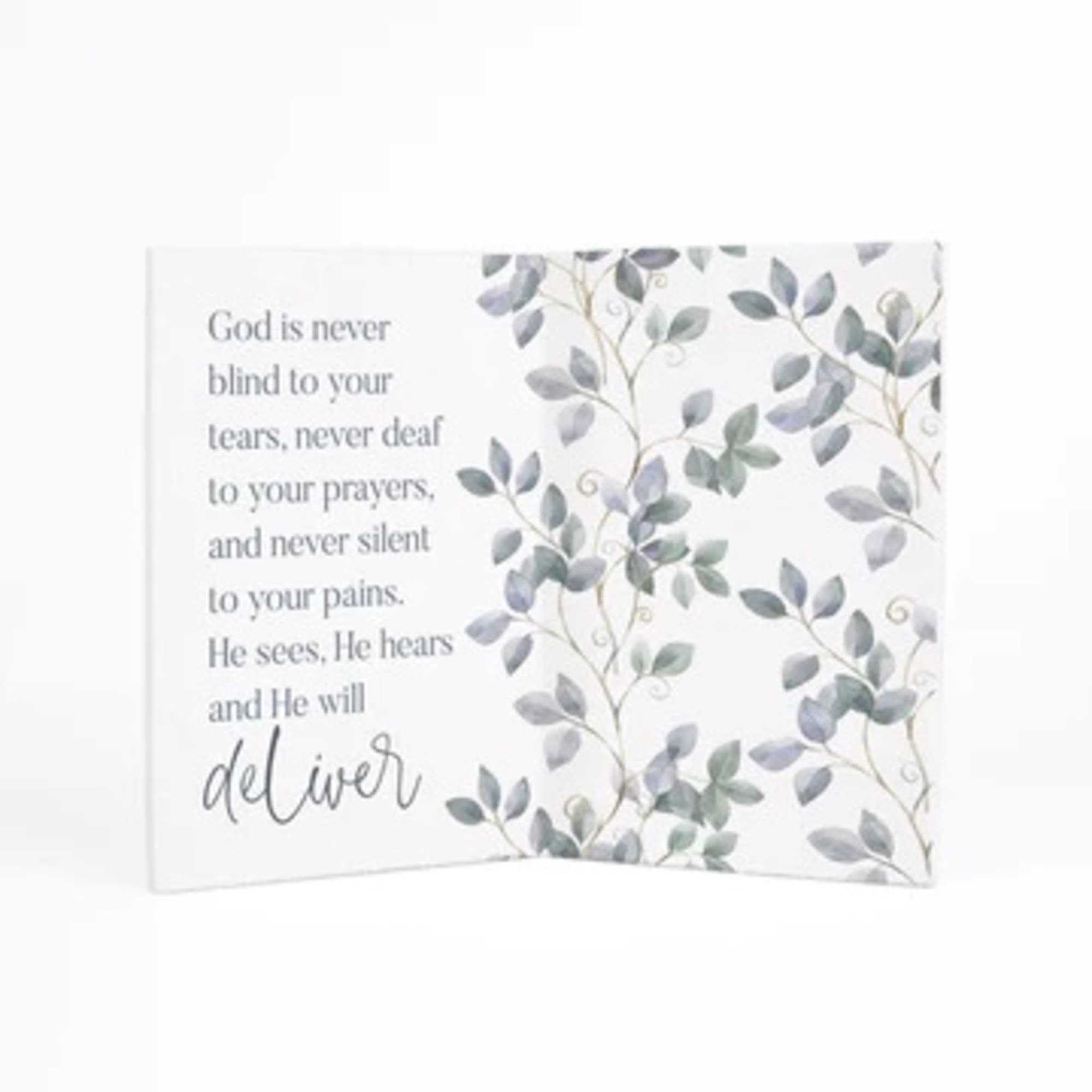Sympathy card with a Bible verse and watercolor leaves