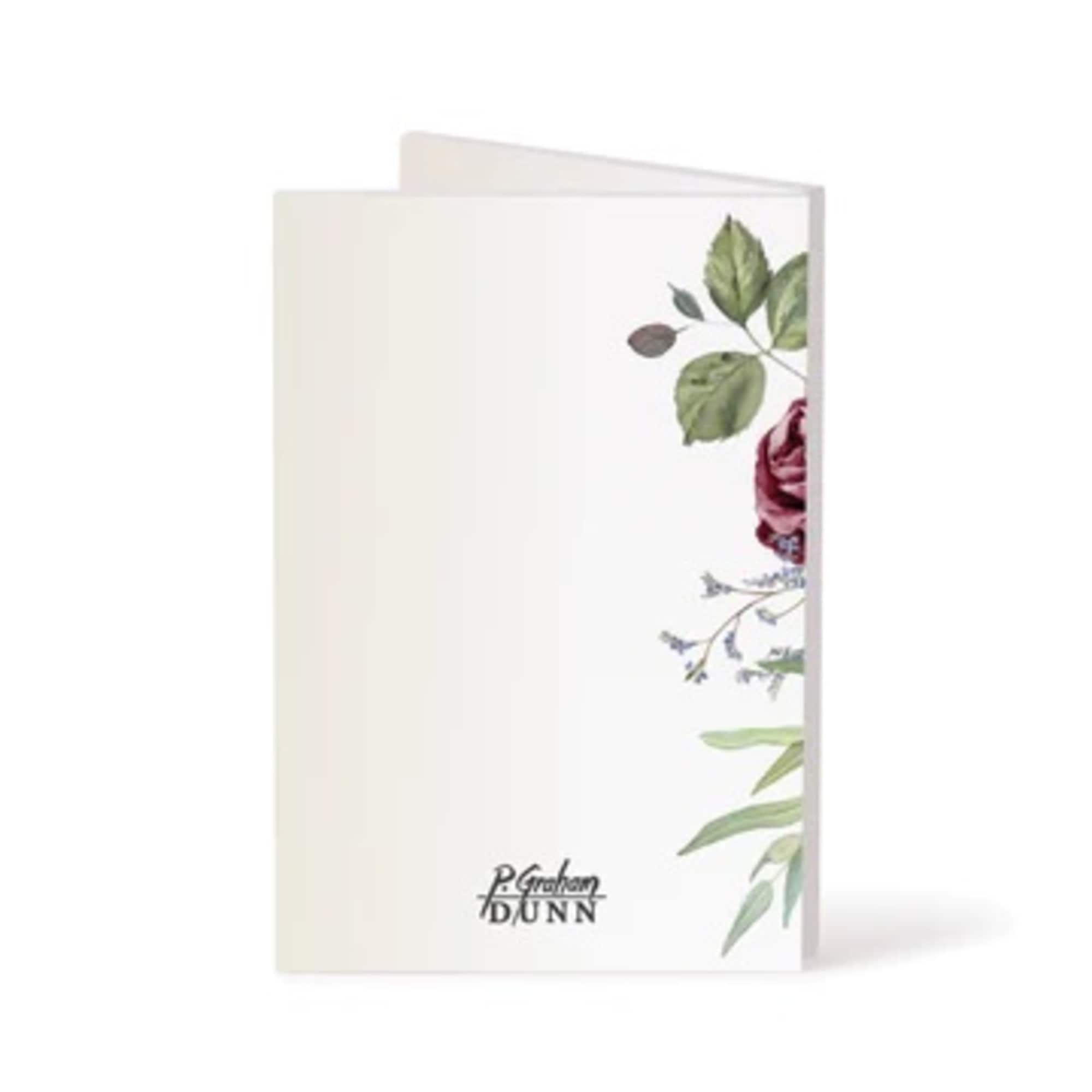 Floral greeting card with a rose illustration and blank front