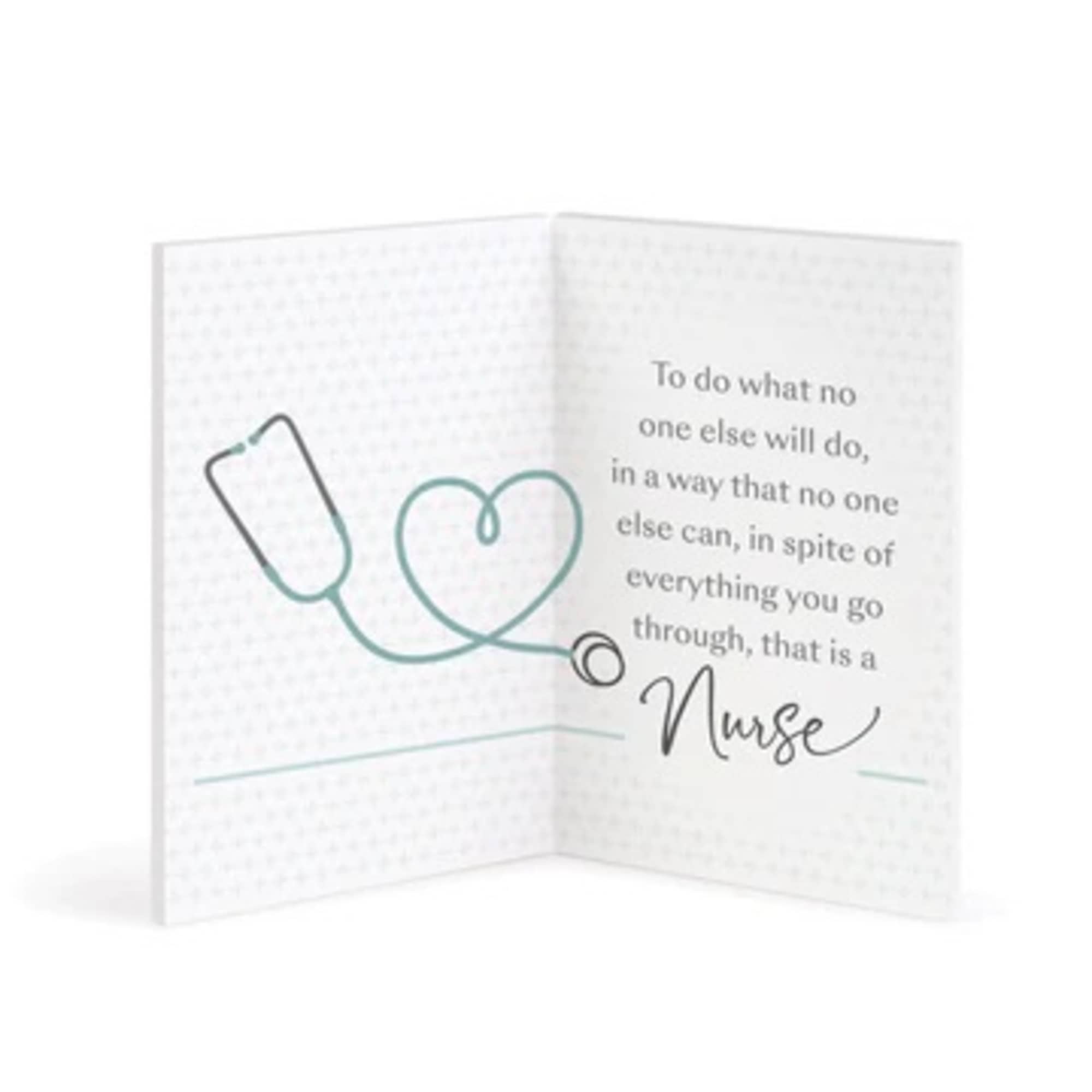 Greeting card with a stethoscope heart and nurse quote