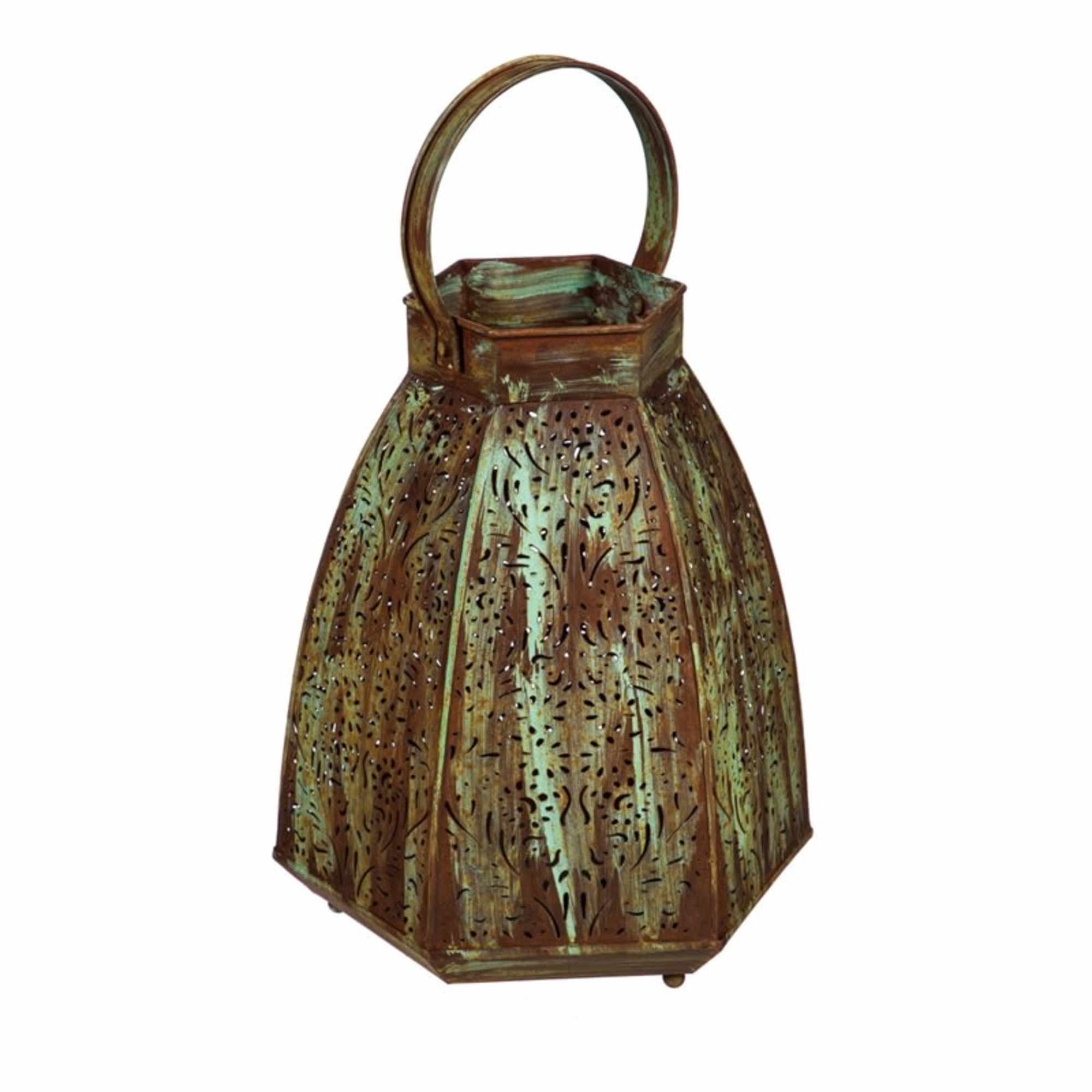 Decorative metal lantern with a handle