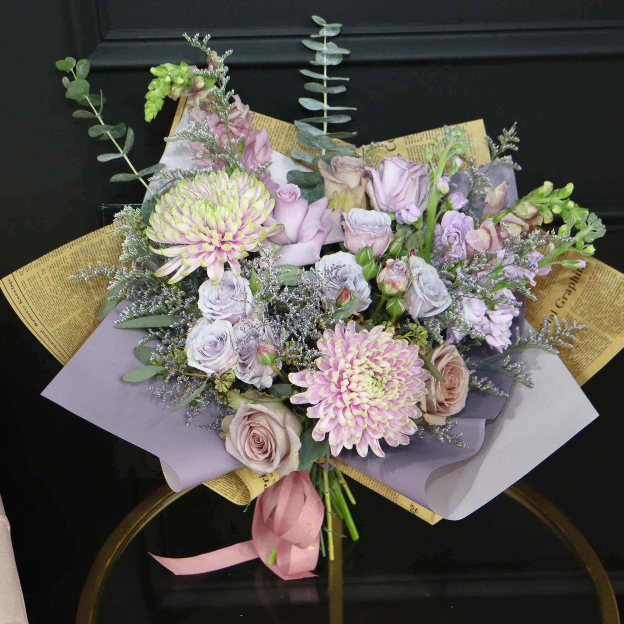 The perfect hand tied bouquet for a purple/lavender lover.