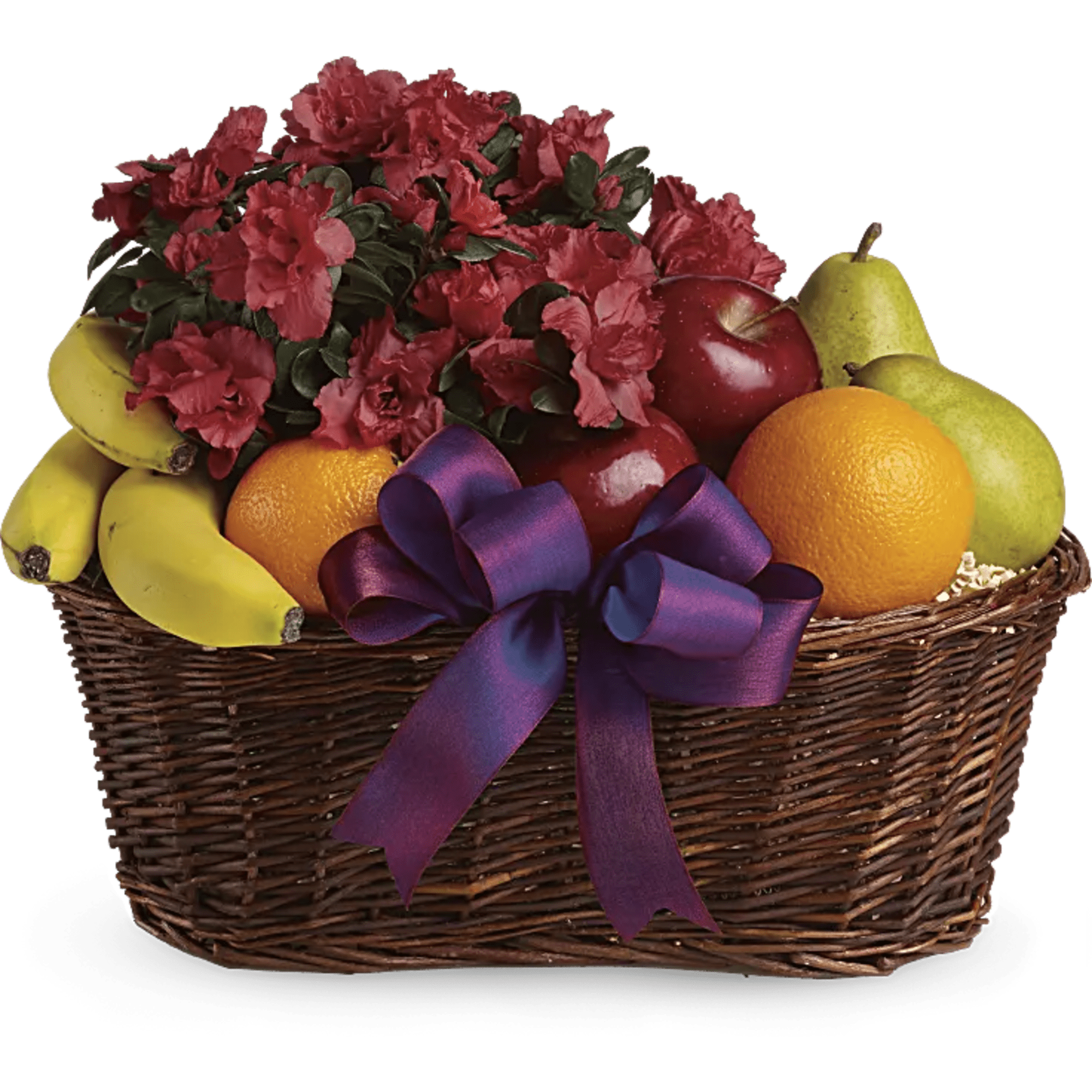 Fruit meets flowers in this delicious arrangement! Brightened by a potted azalea