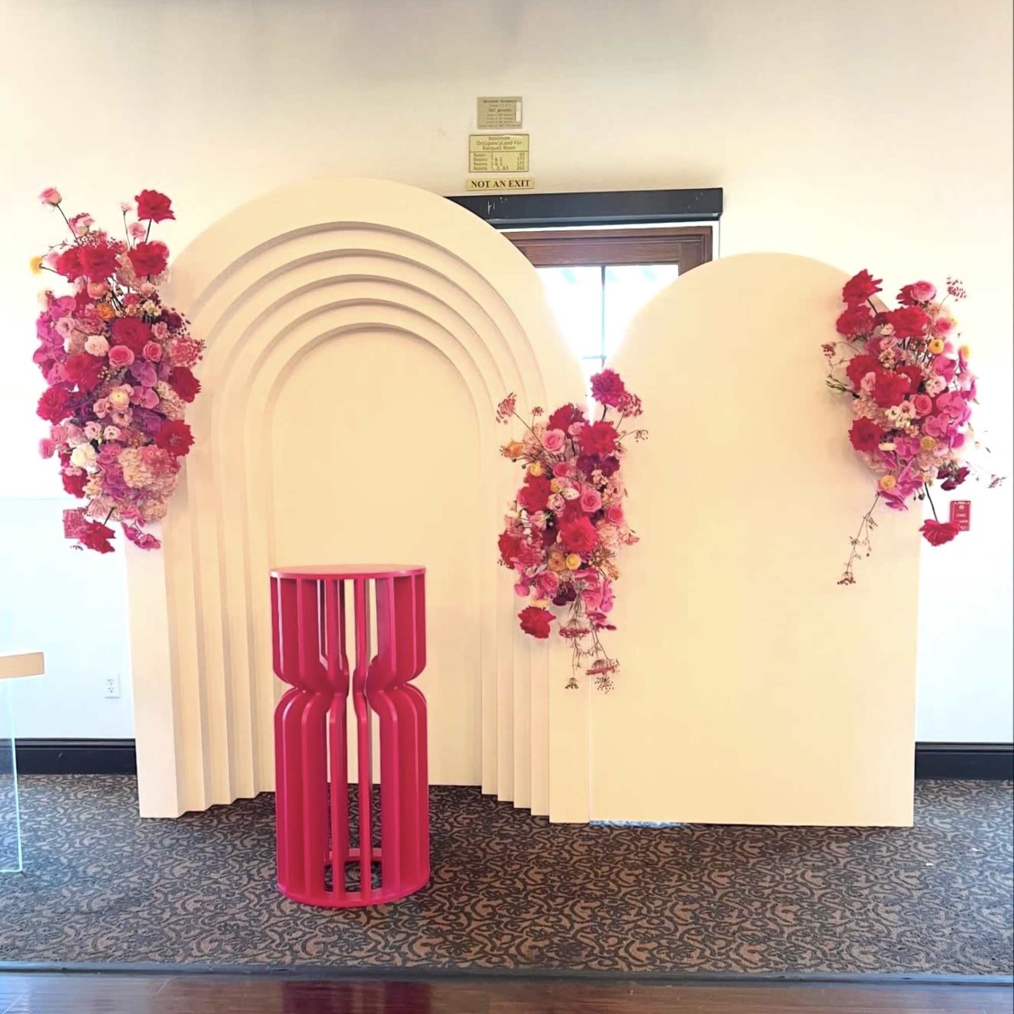 A sculptural layered backdrop designed for elevated celebrations. Featuring clean architectural lines, photo 2 of 3