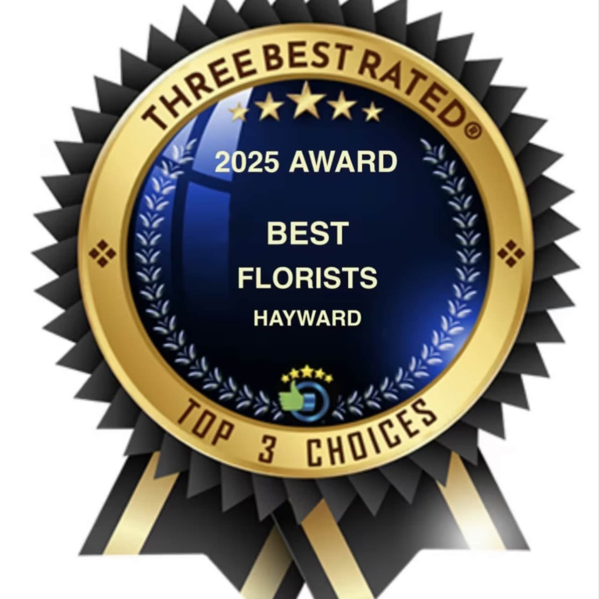 Gold and black award ribbon badge with text for best florists