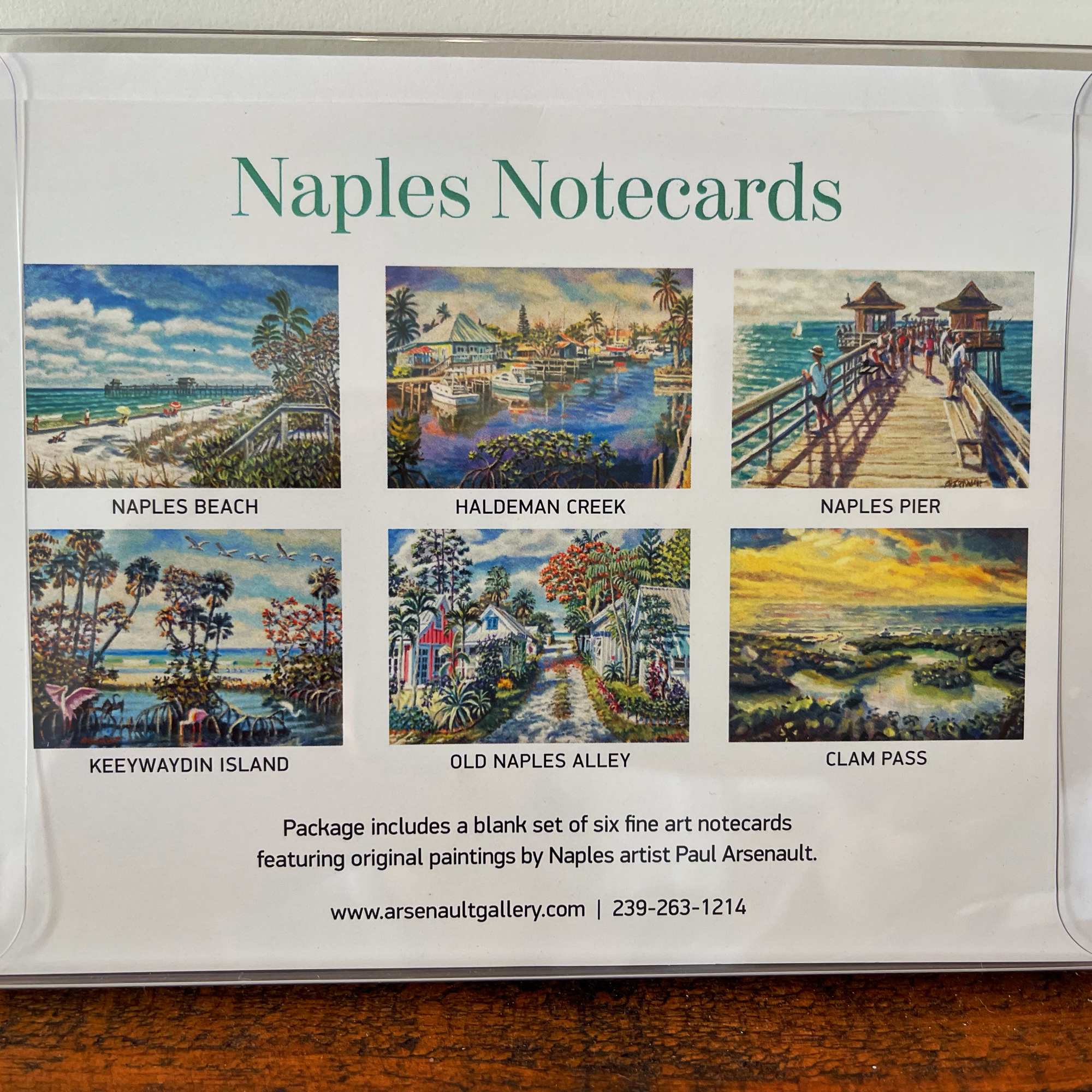 Packaged set of Naples note cards with six coastal landscape images