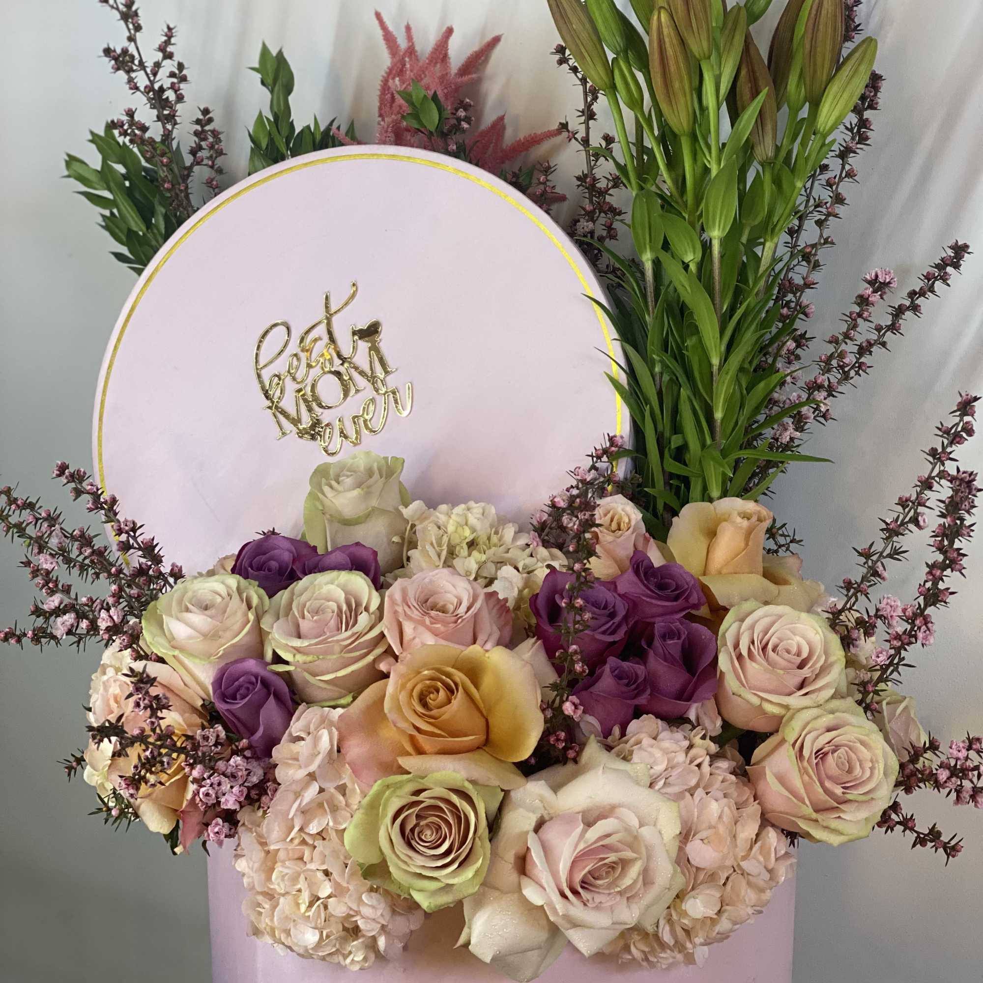 Large round  Pink box beautifully designed, just for mom using neutral