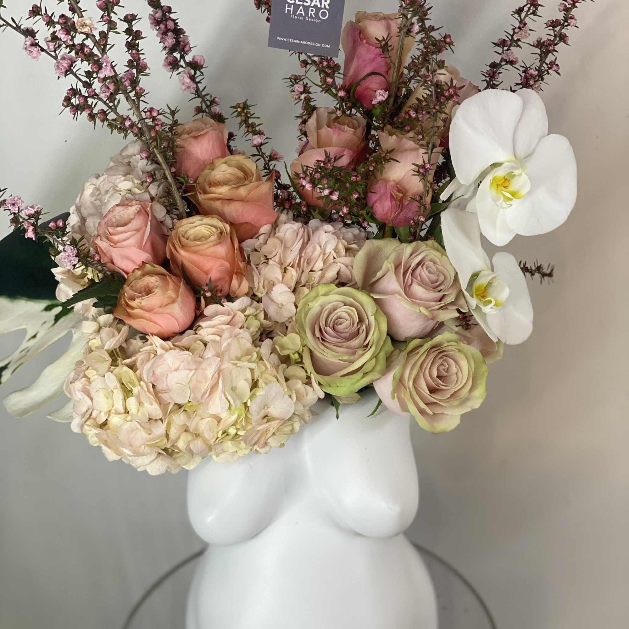 Nice Figure Pregnant adorned with flowers 