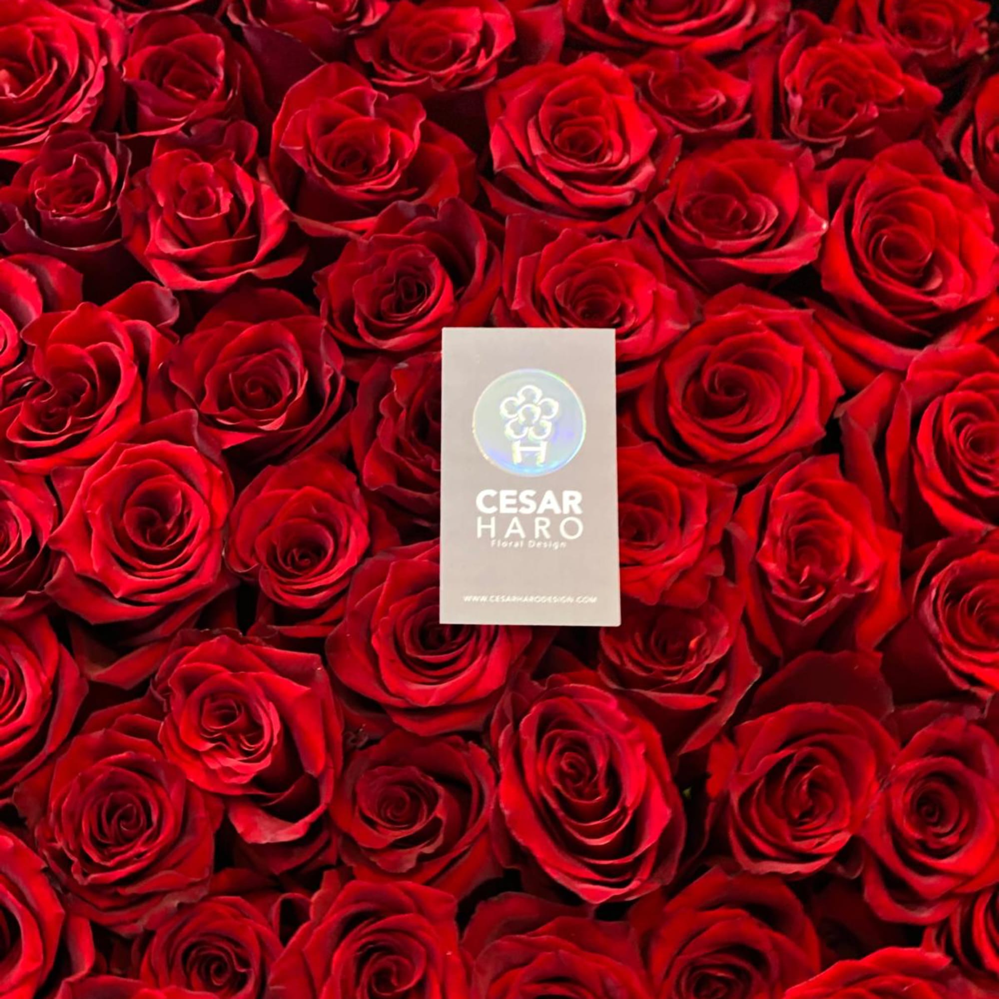 This elegant flower arrangement features stunning red roses artfully arranged in a, photo 2 of 2