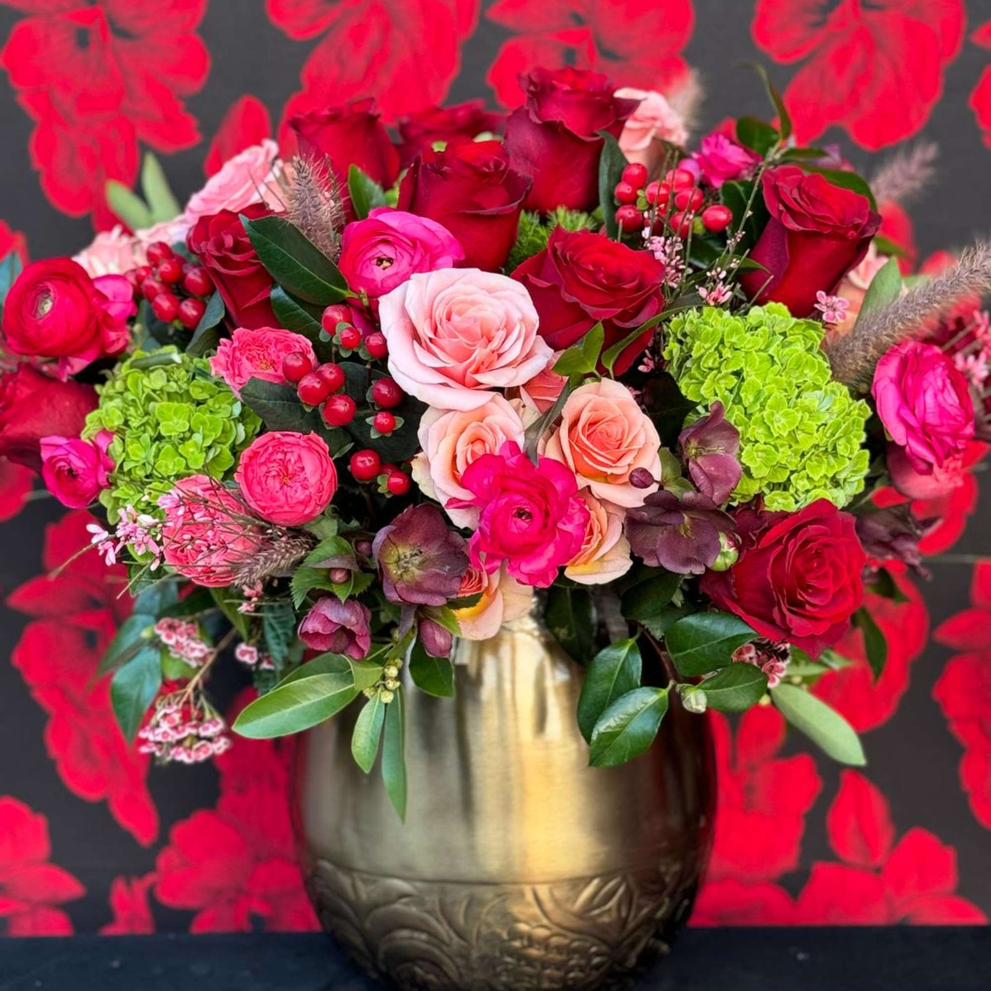 An enchanting floral arrangement designed to evoke the essence of love. Set