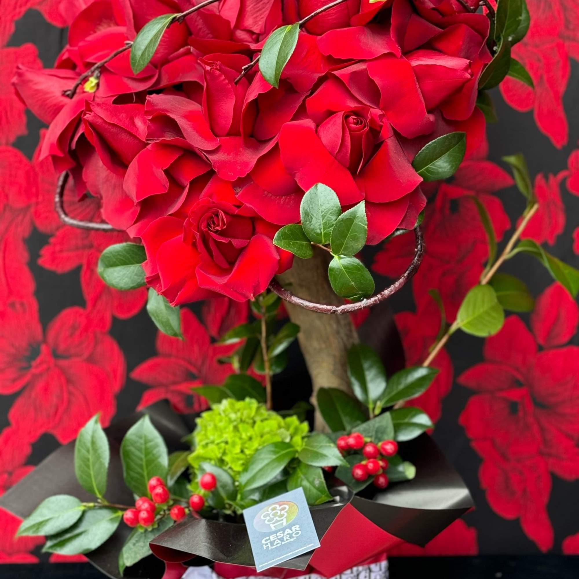 A romantic and enchanting arrangement of carefully selected roses shaped into a