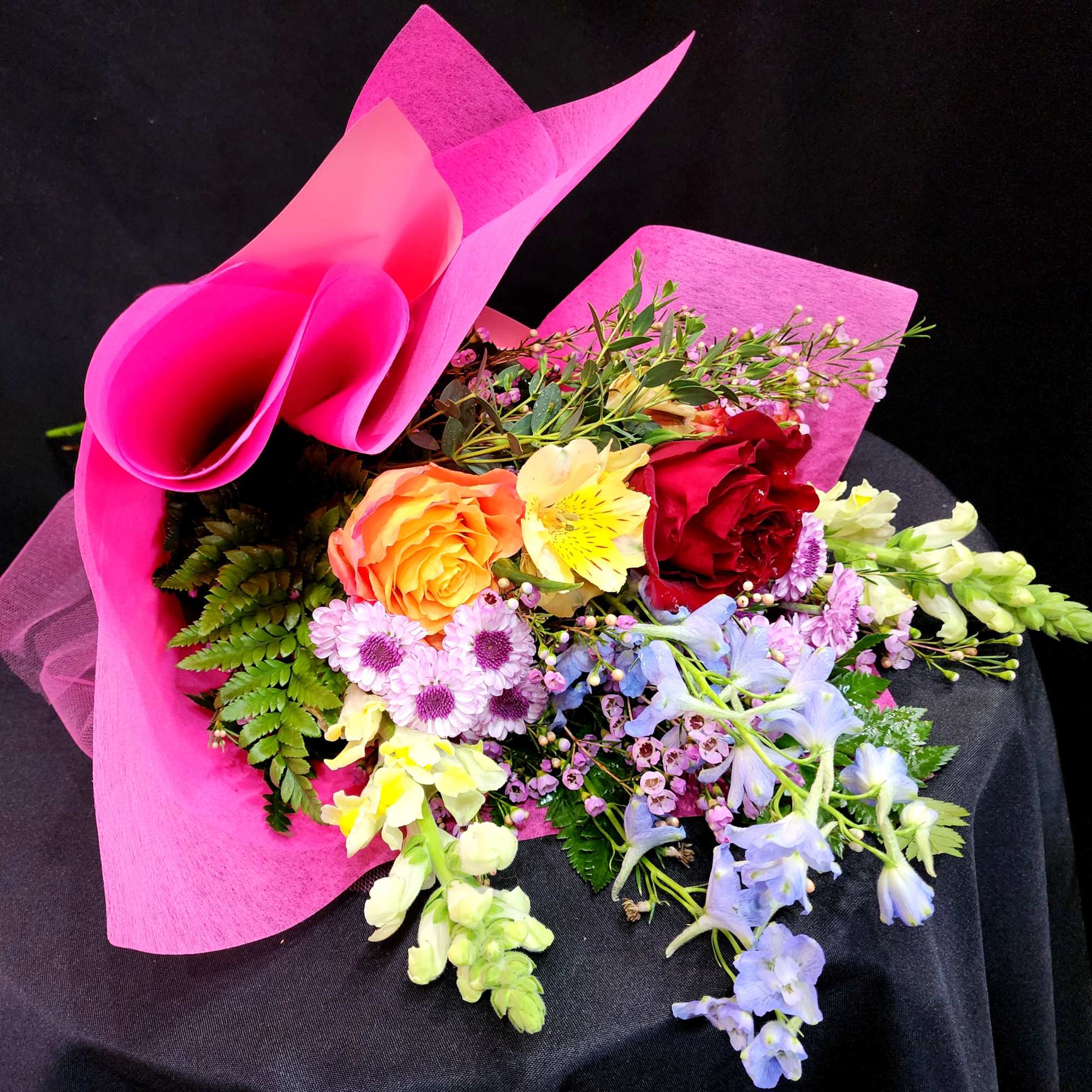 When you have enough vases at home....send a wrapped bouquet of seasonal